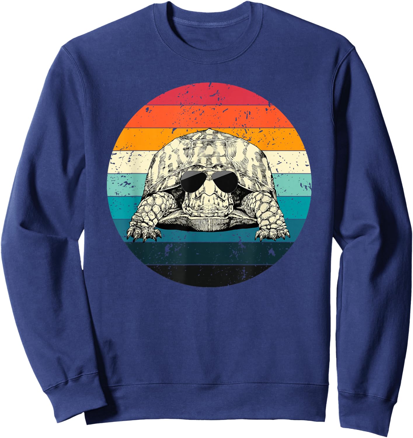 Retro Vintage Eastern Box Turtle Sunglasses Animal Lovers Sweatshirt - Sweatshirt | Navy