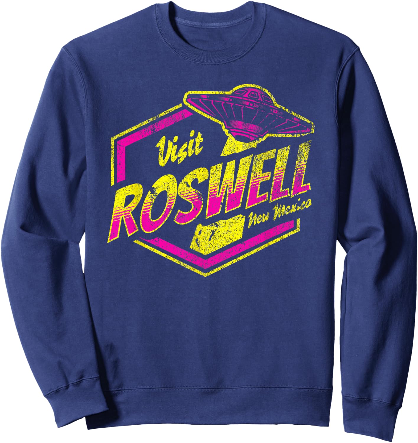 Visit Roswell New Mexico UFO Aliens Retro Area 51 Vacation Sweatshirt - Sweatshirt | Navy