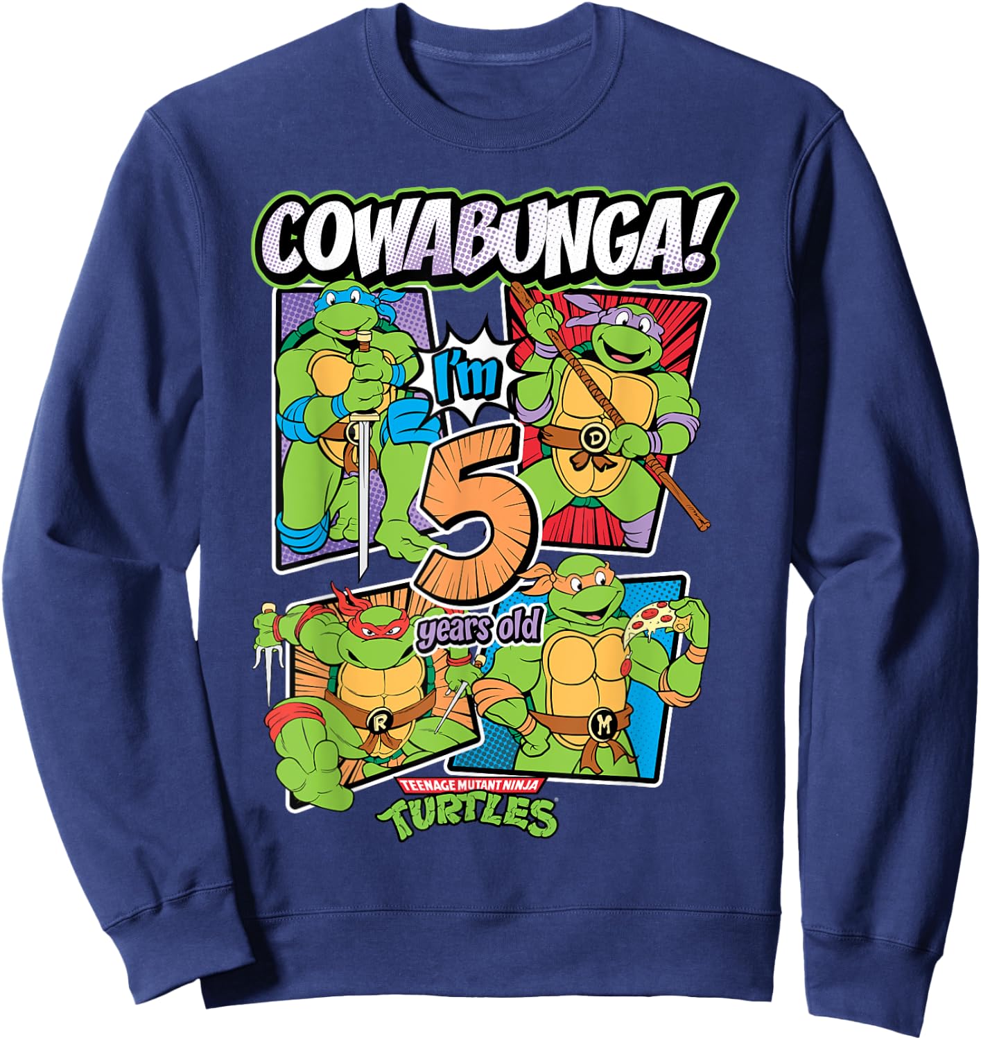Mademark x Teenage Mutant Ninja Turtles - Cowabunga I'm 5 Years Old Teenage Mutant Ninja Turtles Sweatshirt - Sweatshirt | Navy