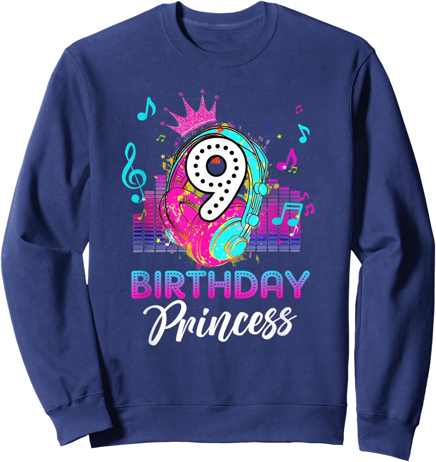 Musical Theme 9th Birthday Shirt Girls Princess Born 2014 Sweatshirt - Sweatshirt | Navy