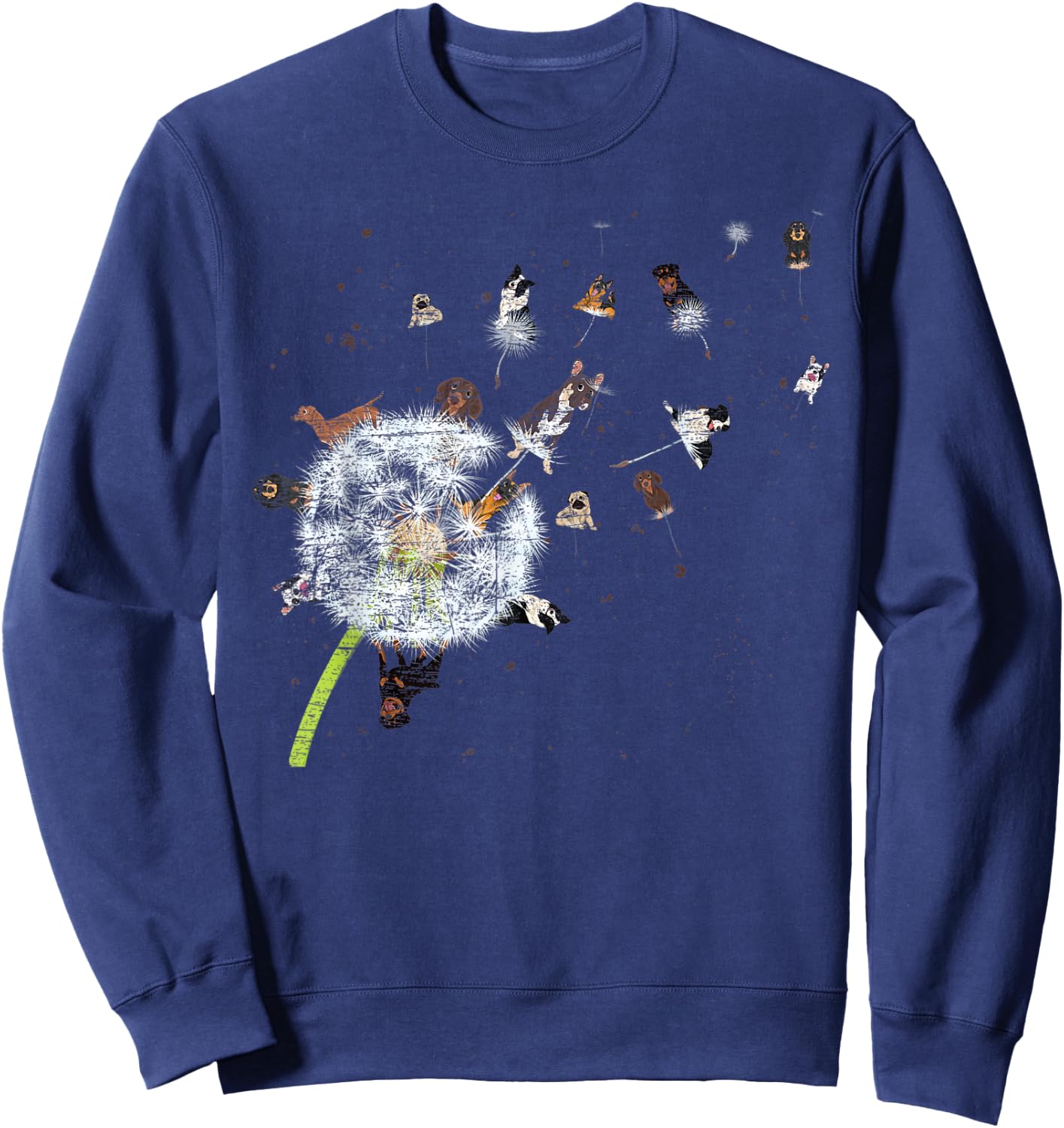 Puppy Dandelion Dog Lover Dog Owner Flower Animal Dog Women Kids Sweatshirt - Sweatshirt | Navy