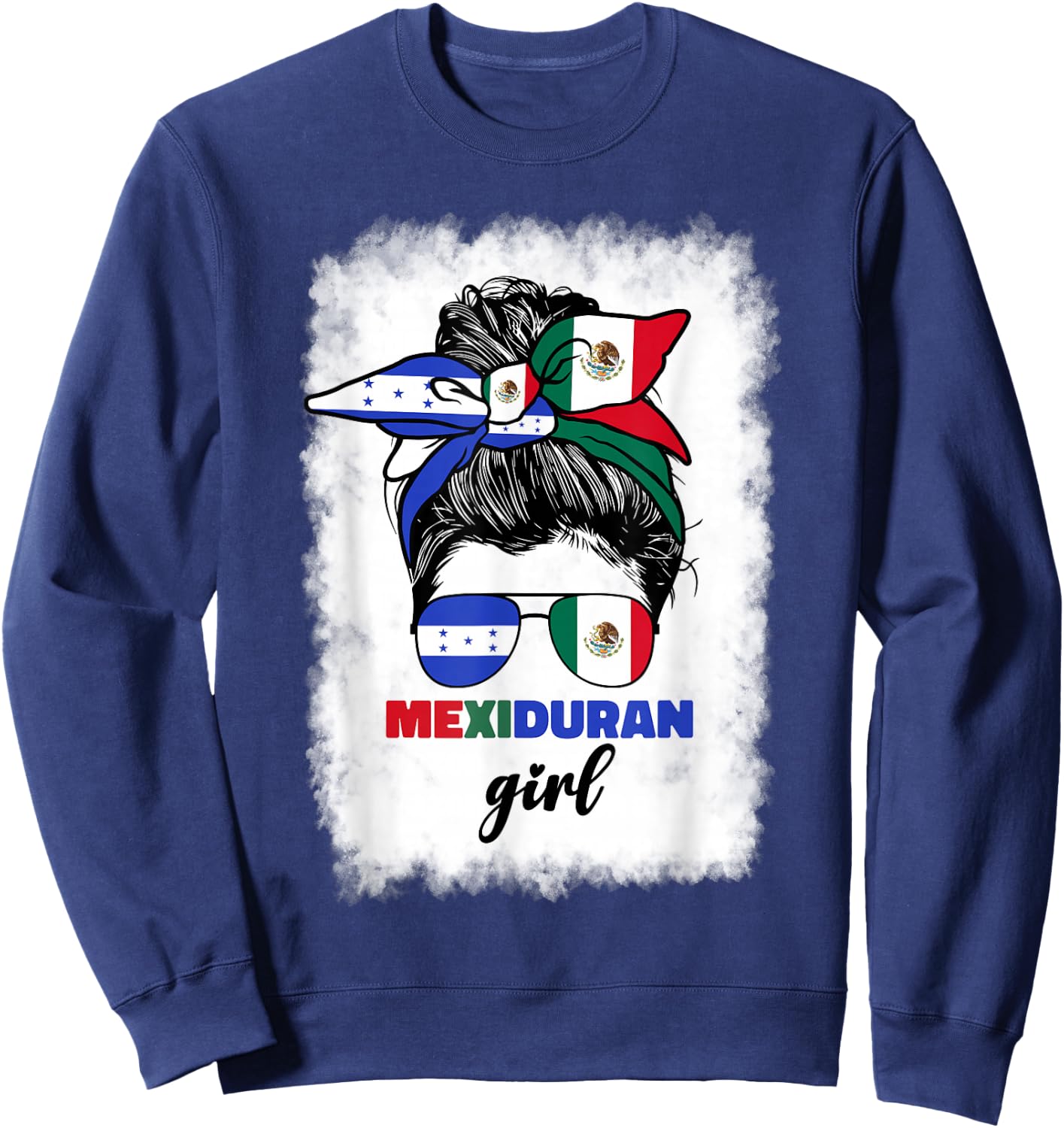 Half Mexican And Honduran Mexico Honduras Flag Girl Sweatshirt - Sweatshirt | Navy