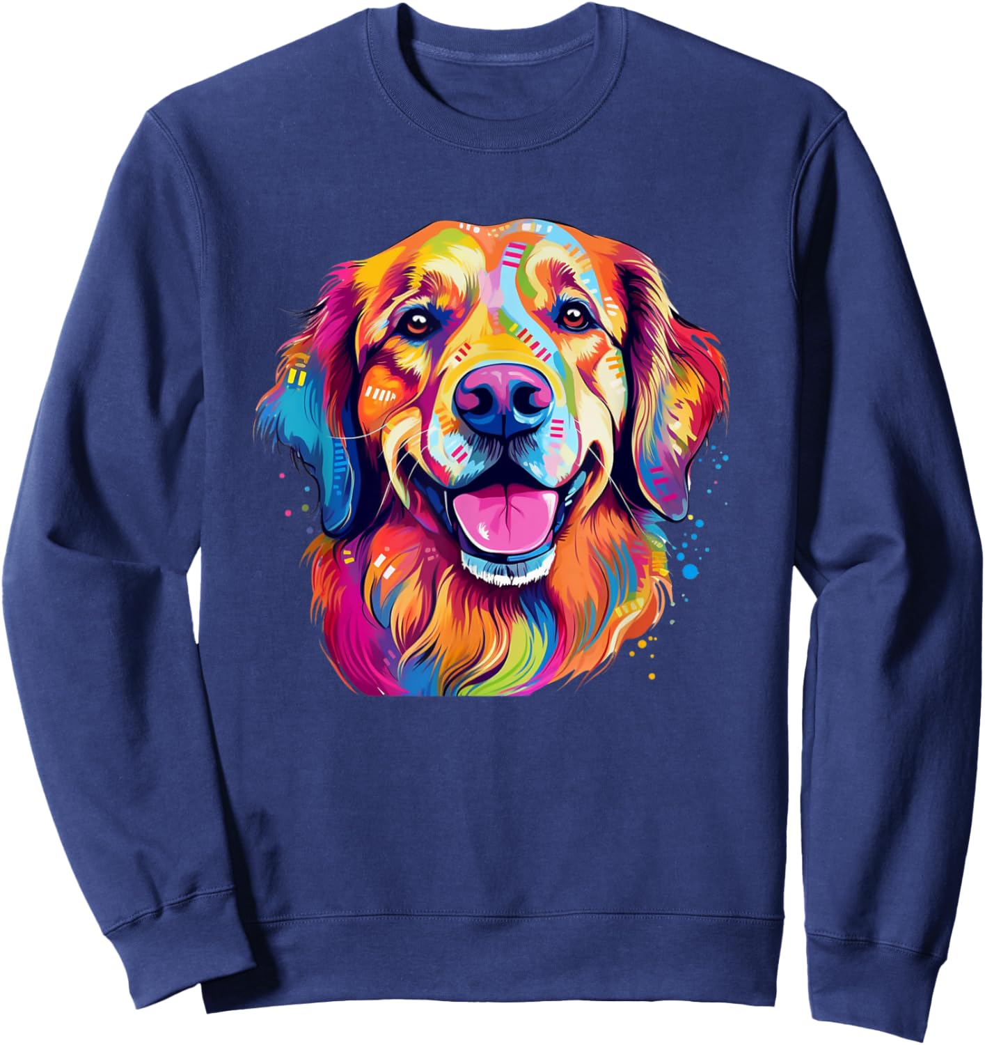 Colorful Golden Retriever with big eyes Portrait Pop Art Sweatshirt - Sweatshirt | Navy