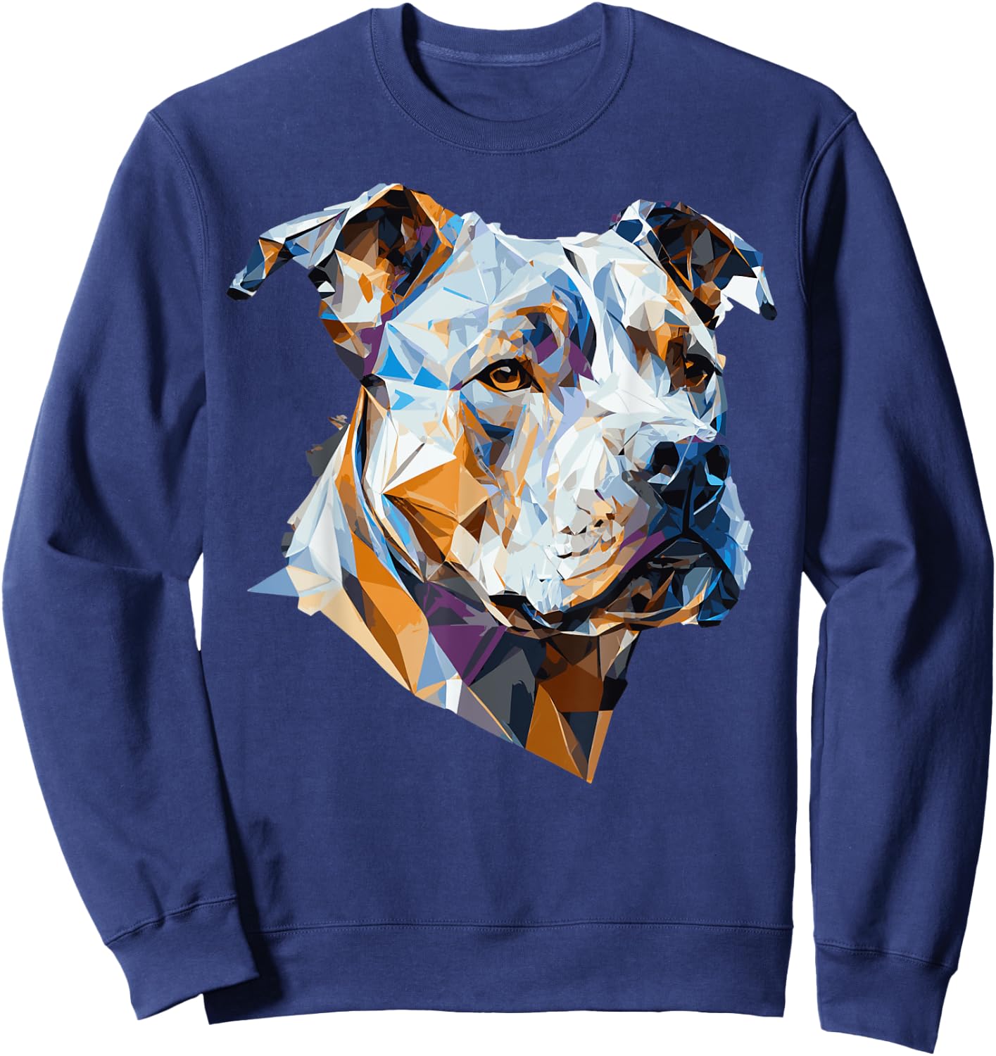 Geometric Pitbull Pet Dog Abstract Polygonal Dog Breed Sweatshirt - Sweatshirt | Navy