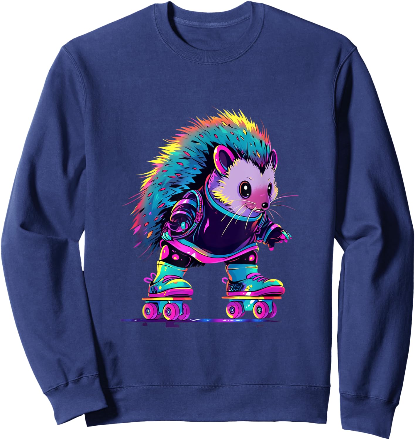 Roller Skating Funny Hedgehog Skater Roller Skates Sweatshirt - Sweatshirt | Navy