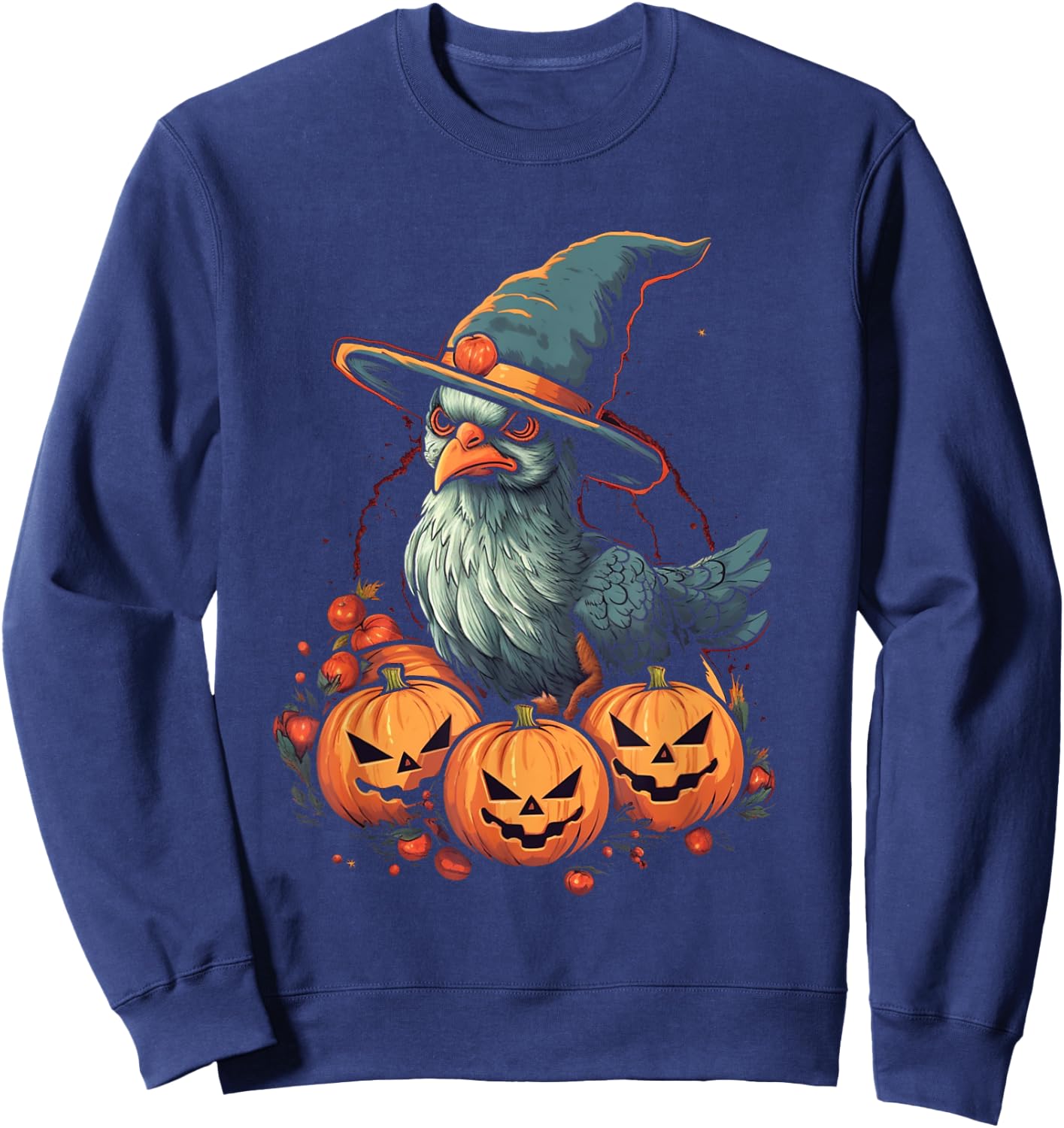 Chicken Witch Halloween Costume Farm Animal Pumpkin Farmer Sweatshirt - Sweatshirt | Navy