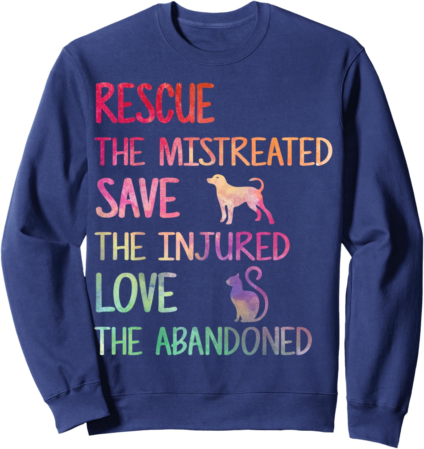 Rescue Save Love PET Animal Shelter Volunteer Gifts Sleeve Sweatshirt - Sweatshirt | Navy