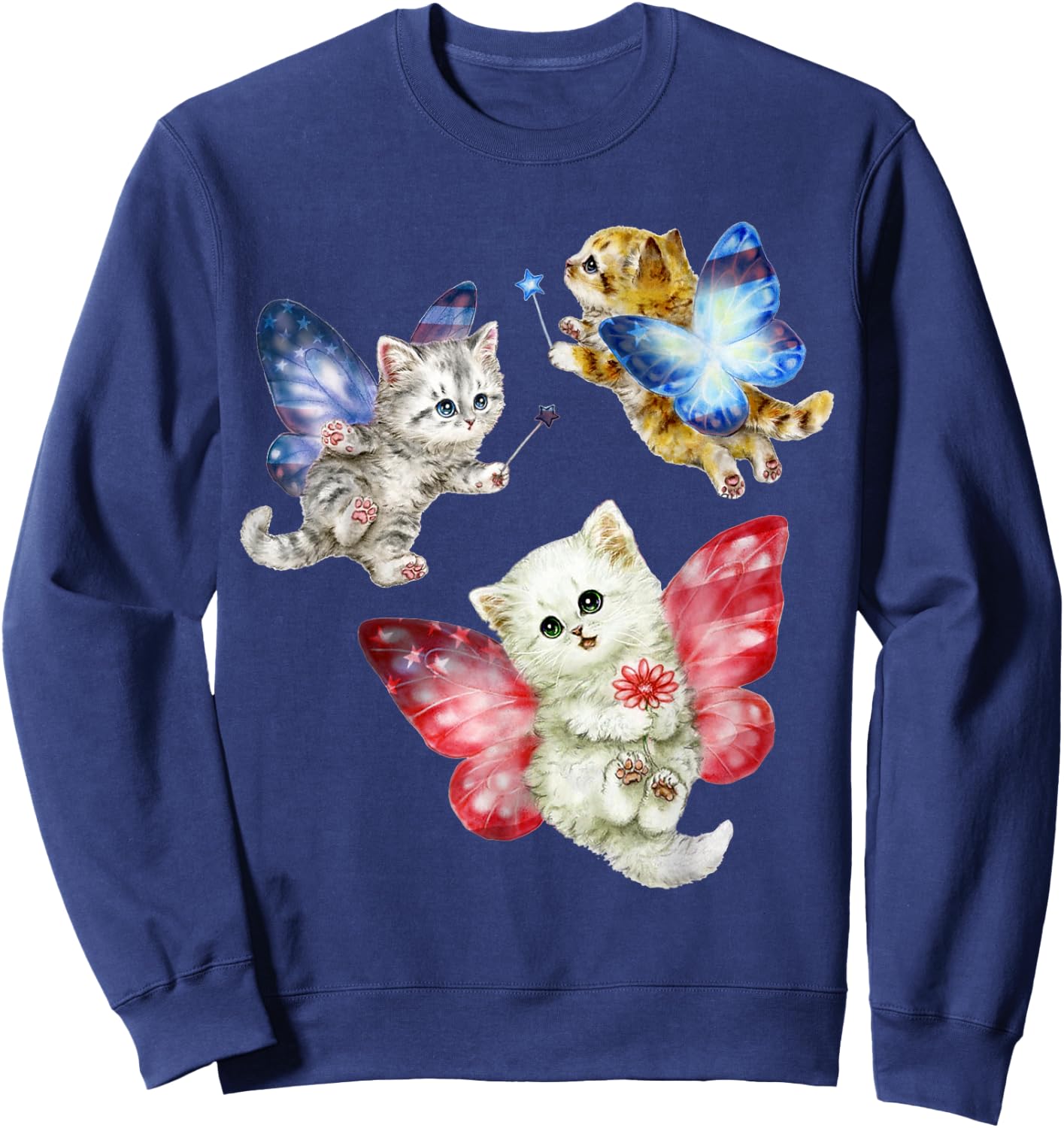 Cat Fly Like A Butterfly Women Girls Kids Sweatshirt - Sweatshirt | Navy