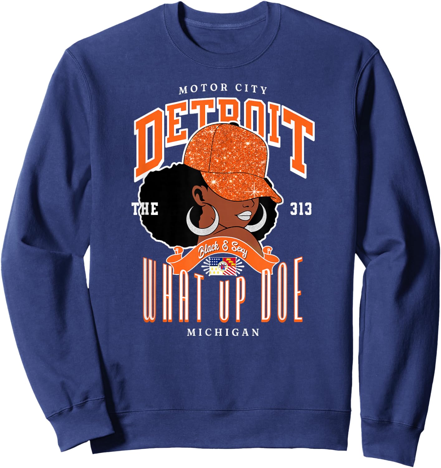 313 Detroit Area Code | Unapologetically Melanated Sweatshirt - Sweatshirt | Navy