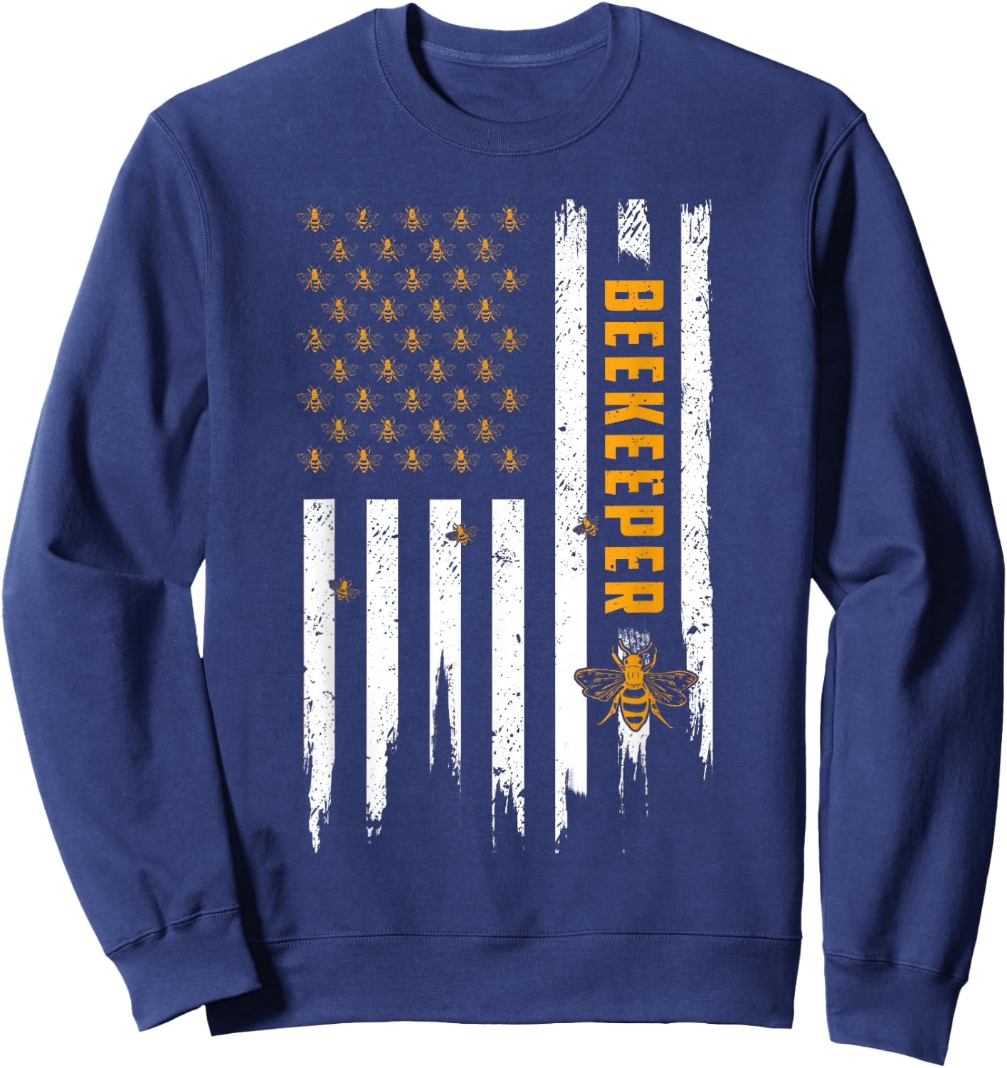 Beekeeping American Flag Honeycomb Honey Bees Beekeeper Sweatshirt - Sweatshirt | Navy