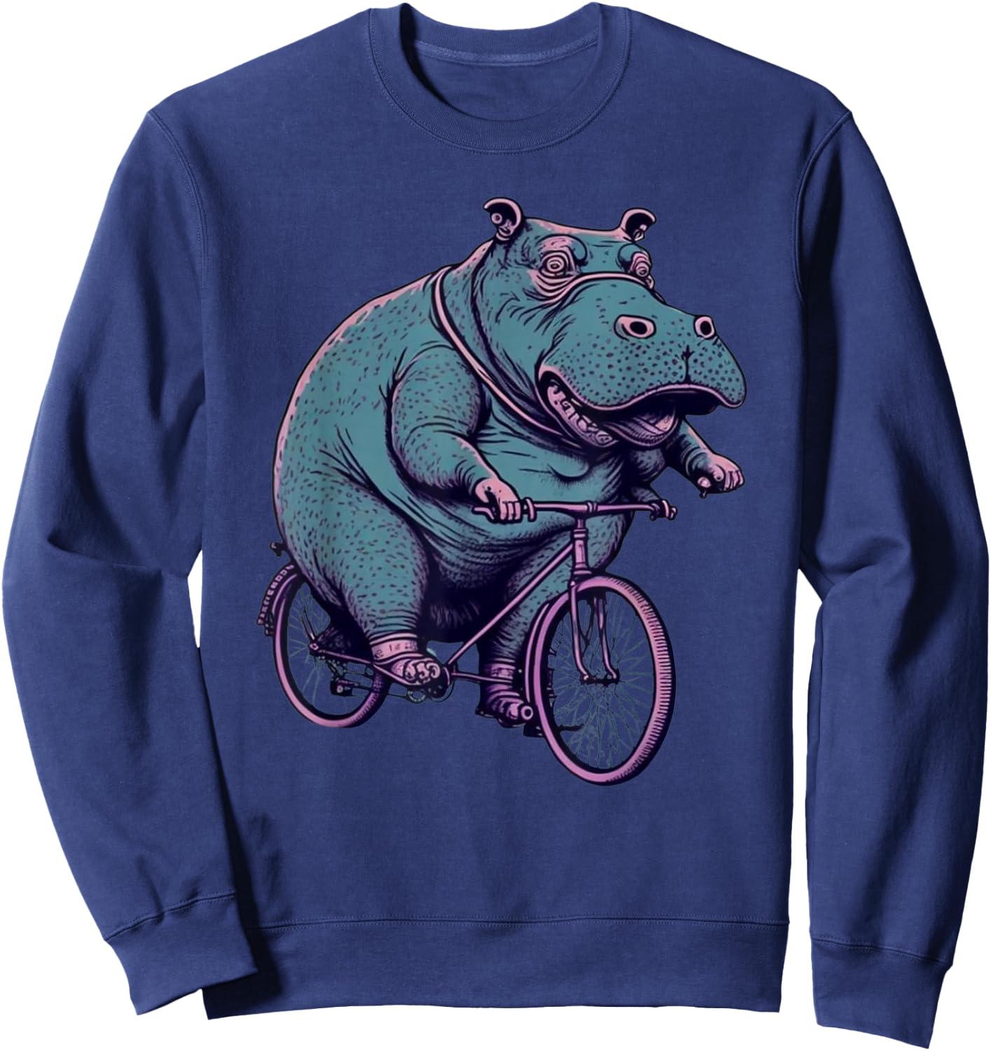 Hippo Cyclist | Hippopotamus Riding a Bike Sweatshirt - Sweatshirt | Navy