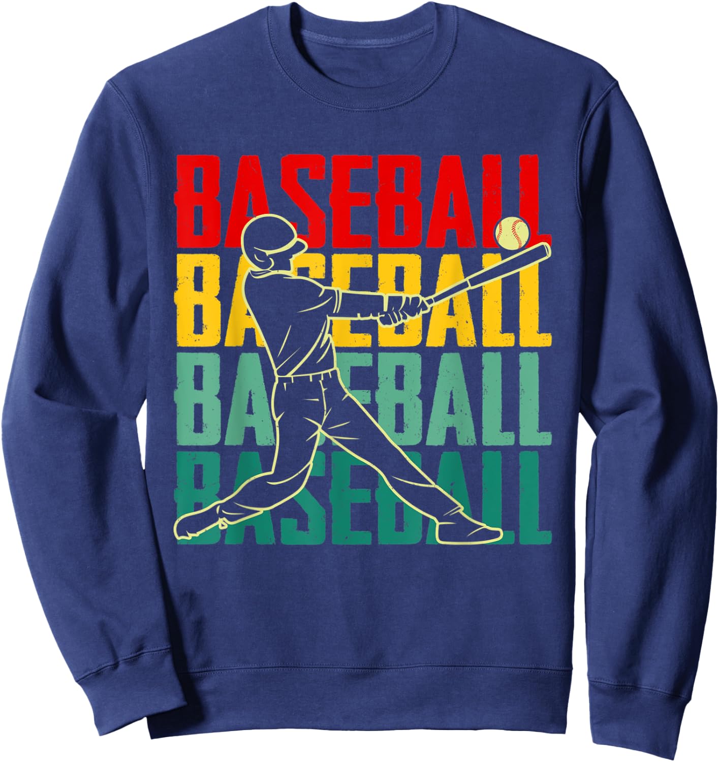 Vintage Baseball Player Retro Game Day Baseball Season Sweatshirt - Sweatshirt | Navy