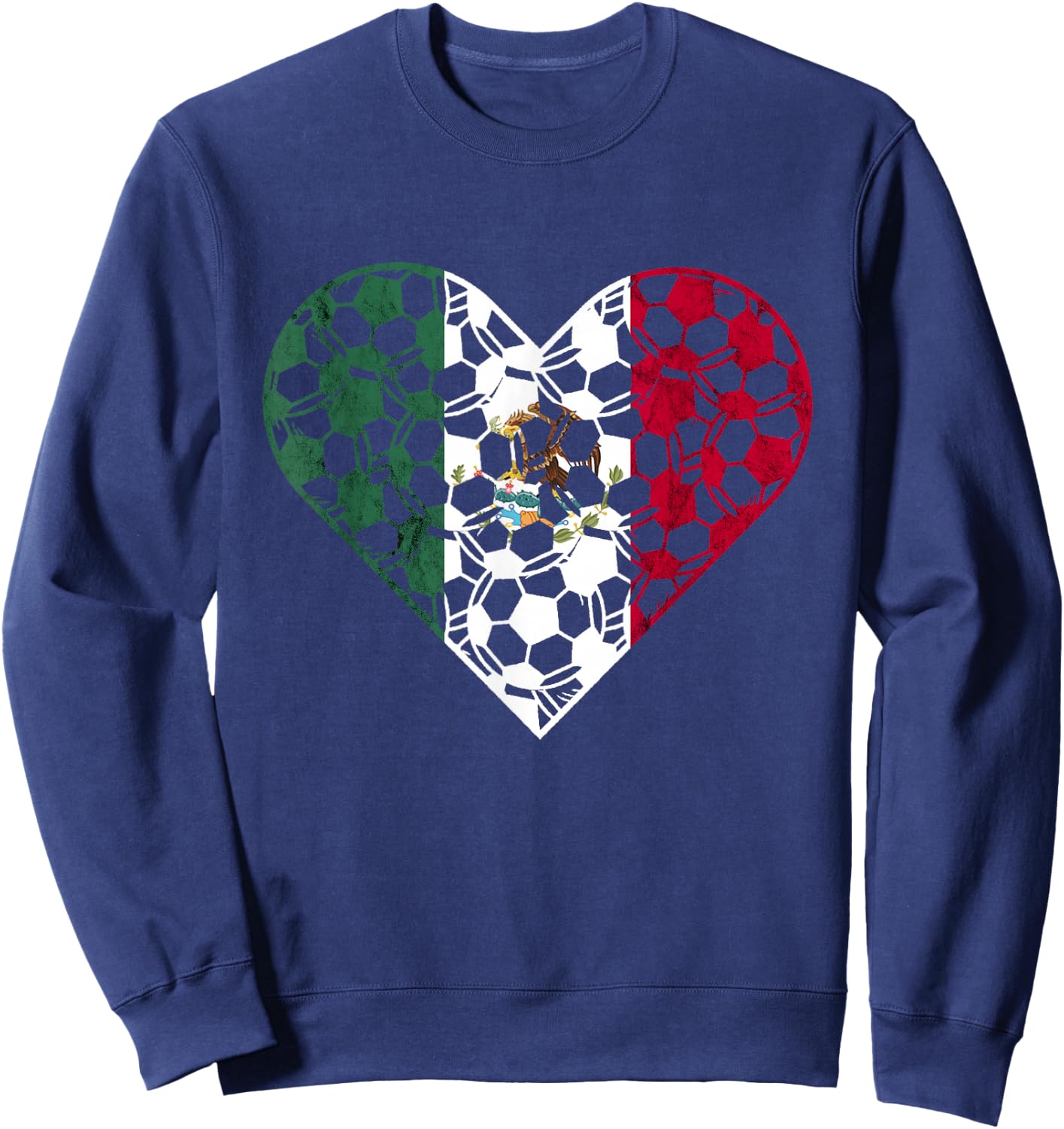 Mexican Flag Heart Mexican Soccer Team Mexican Pride Mexico Sweatshirt - Sweatshirt | Navy