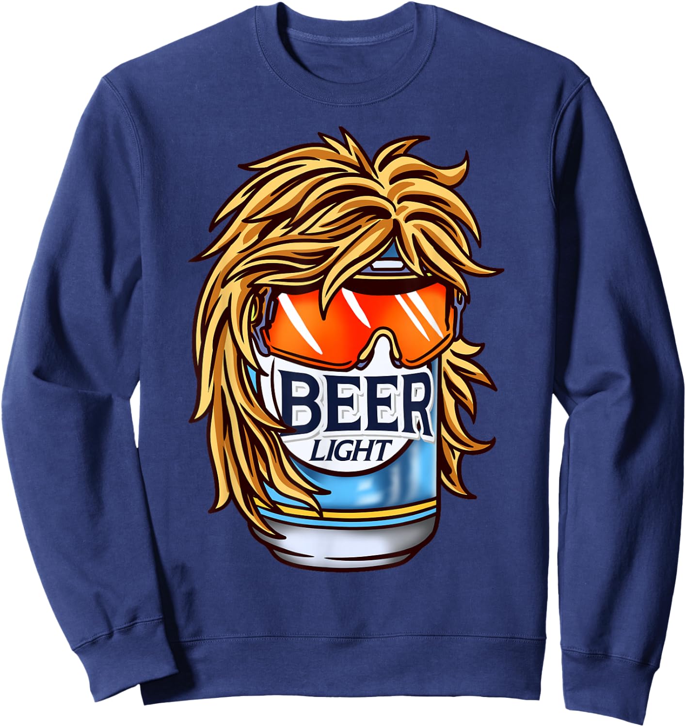 Funny Beer Drinking Shirt, Funny Redneck Mullet Sweatshirt - Sweatshirt | Navy