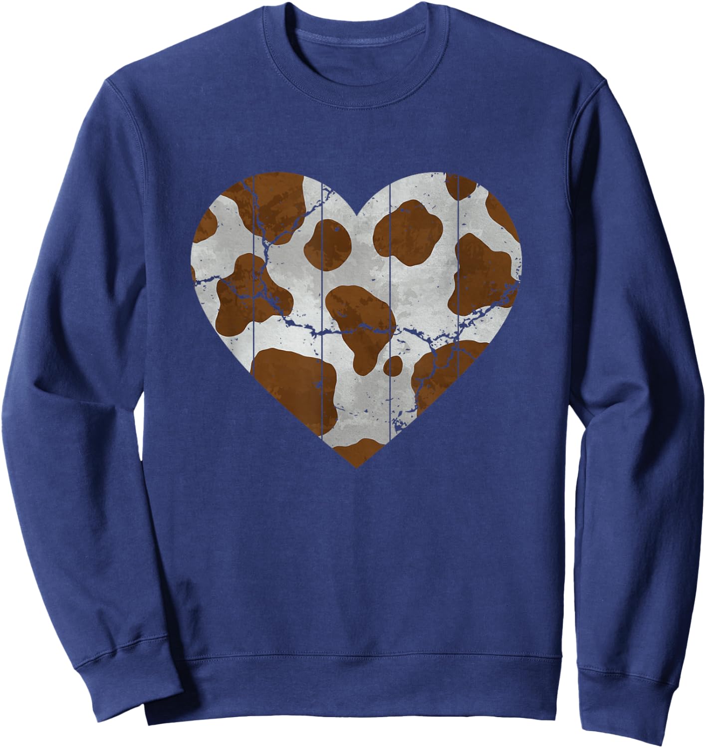 Brown Cow Pattern Heart Lovers of Farm Animals Sweatshirt - Sweatshirt | Navy