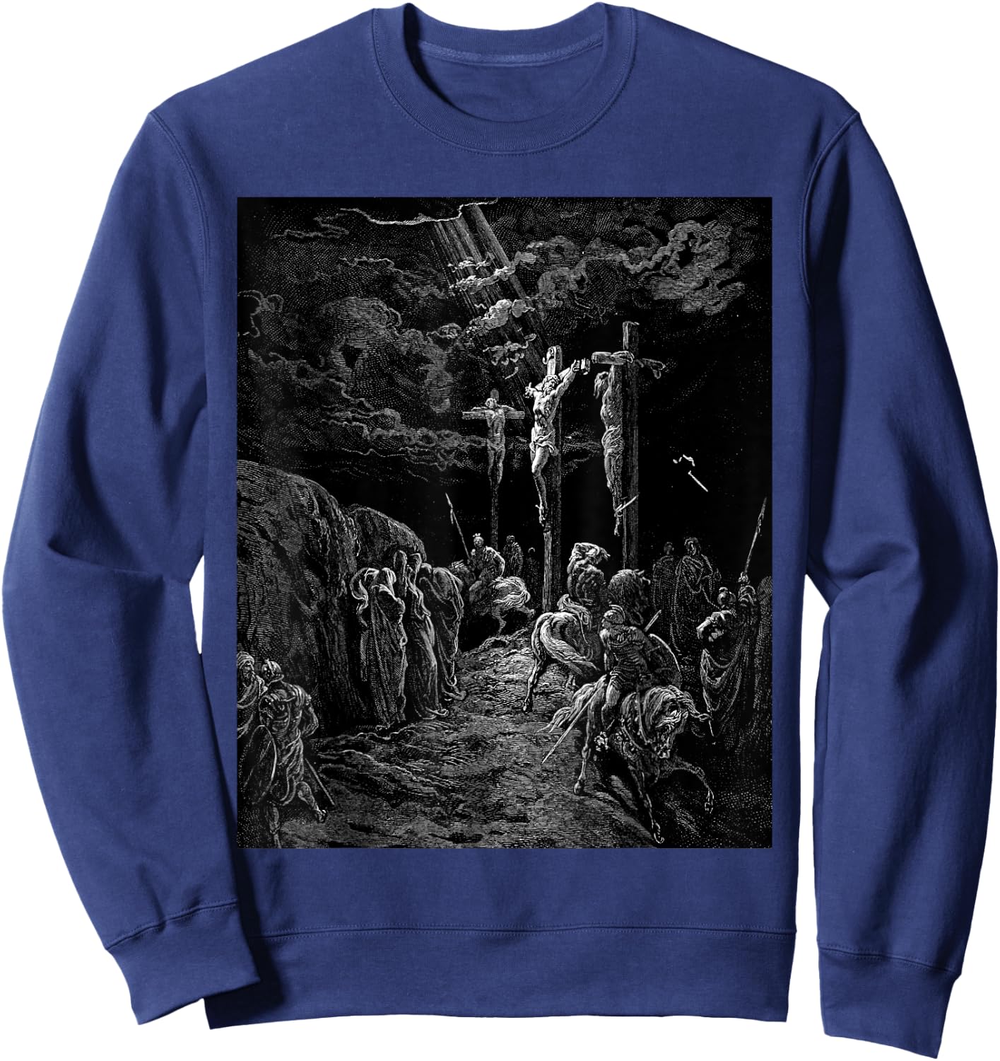 The Crucifixion of Jesus Gustave Dore Biblical Art Sweatshirt - Sweatshirt | Navy