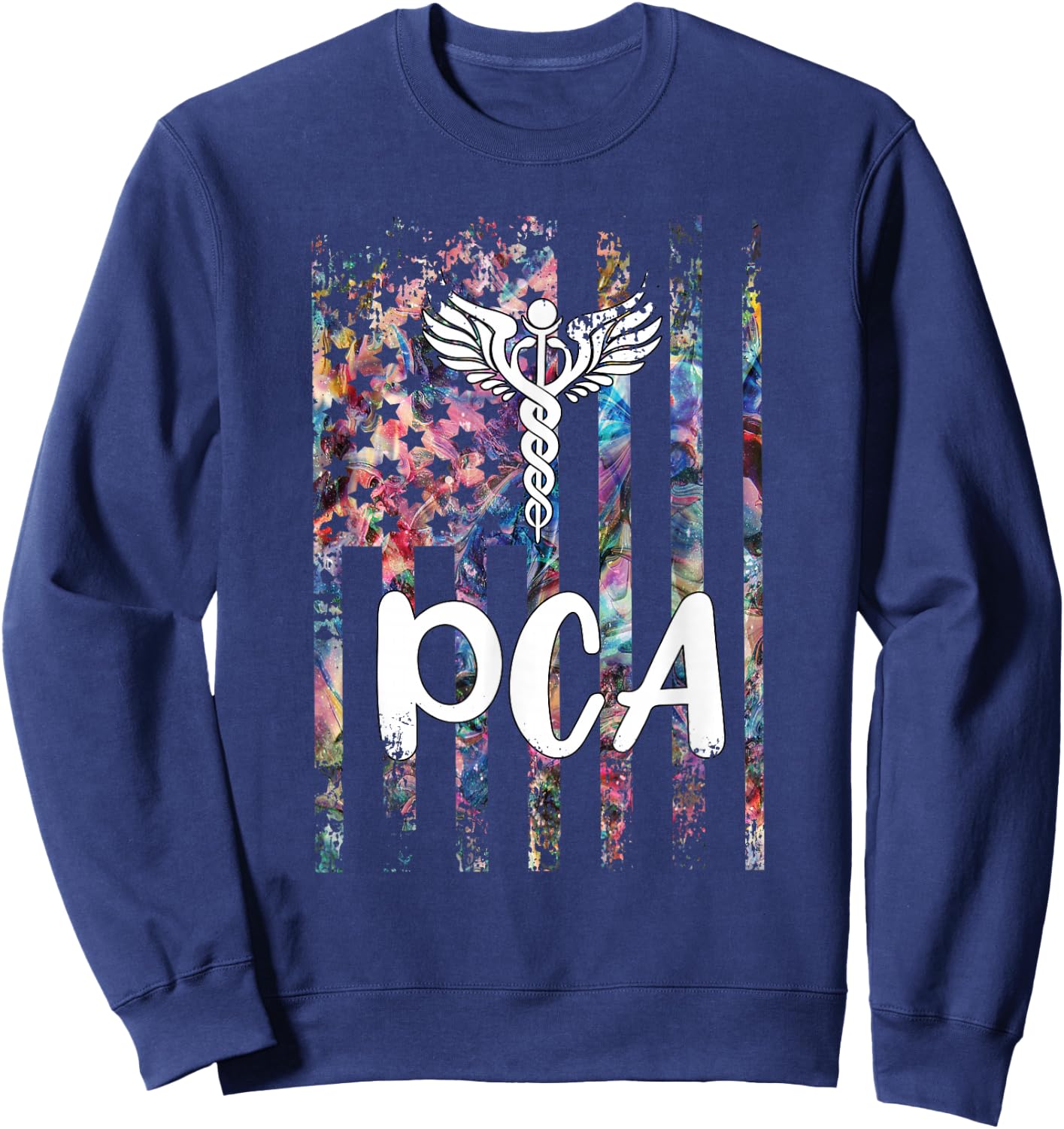 PCA American Flag Patient Care Assistant PCA Nurse Sweatshirt - Sweatshirt | Navy