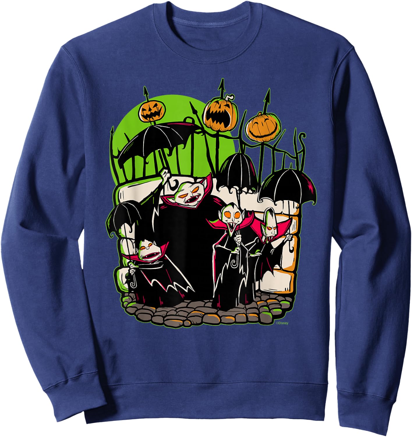 Disney 100 Nightmare Before Christmas Halloween Vampires Sweatshirt - Sweatshirt | Navy