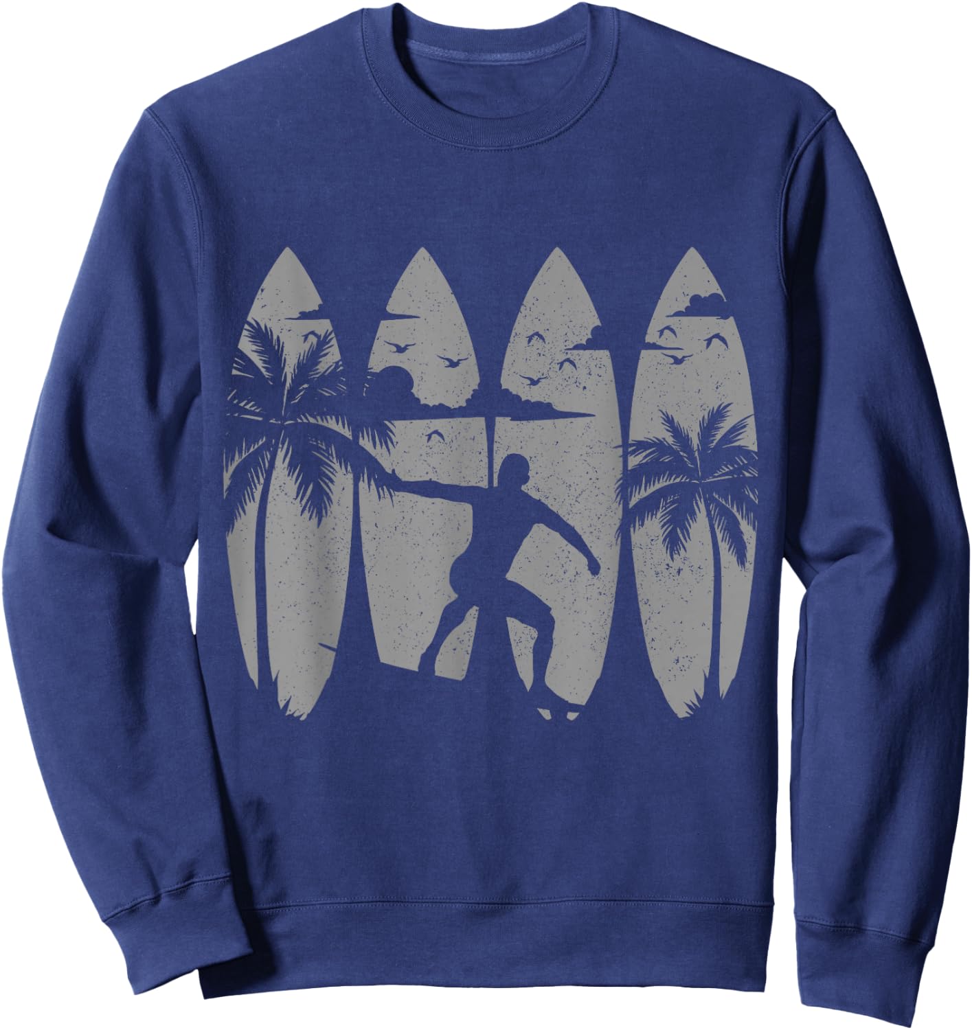 Surfer Surfboard Vintage Surfing Beach Summer Surf Men Women Girls Kids Sweatshirt - Sweatshirt | Navy