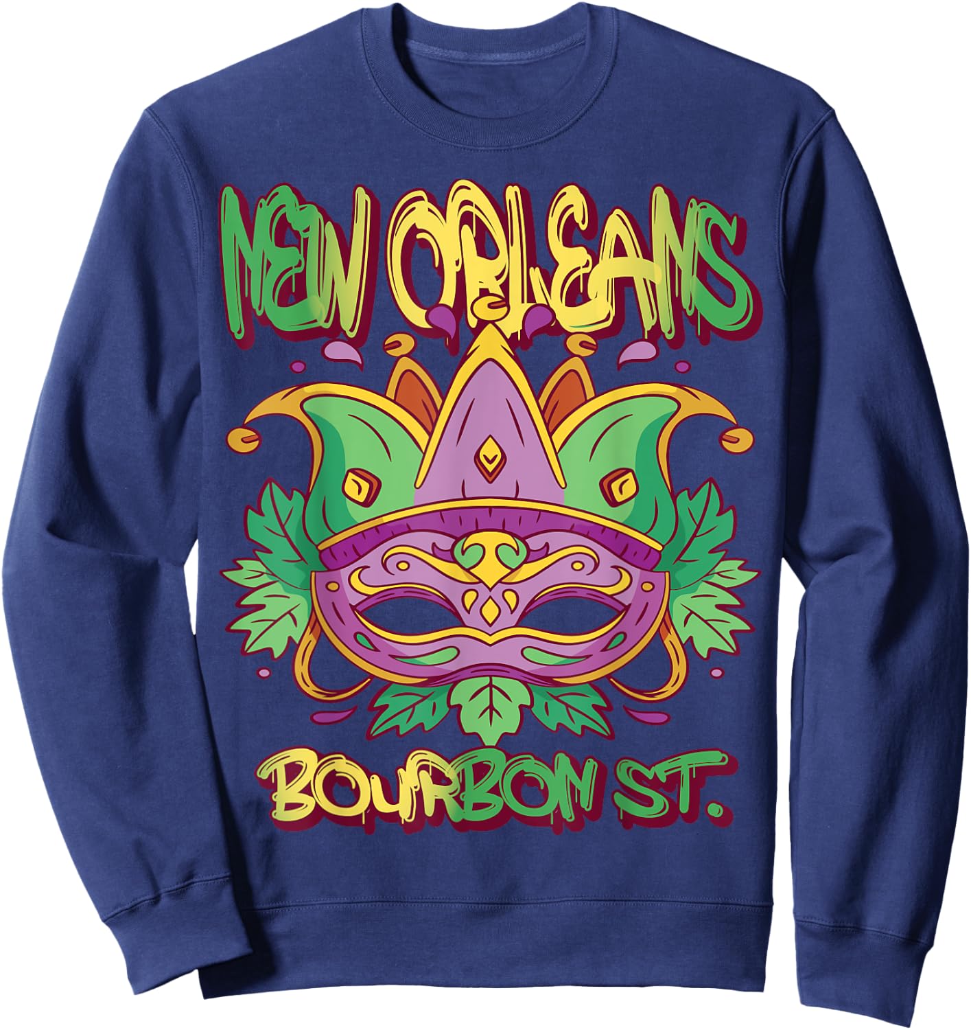 French New Orleans Mardi Gras Bourbon Street Souvenir Sweatshirt - Sweatshirt | Navy