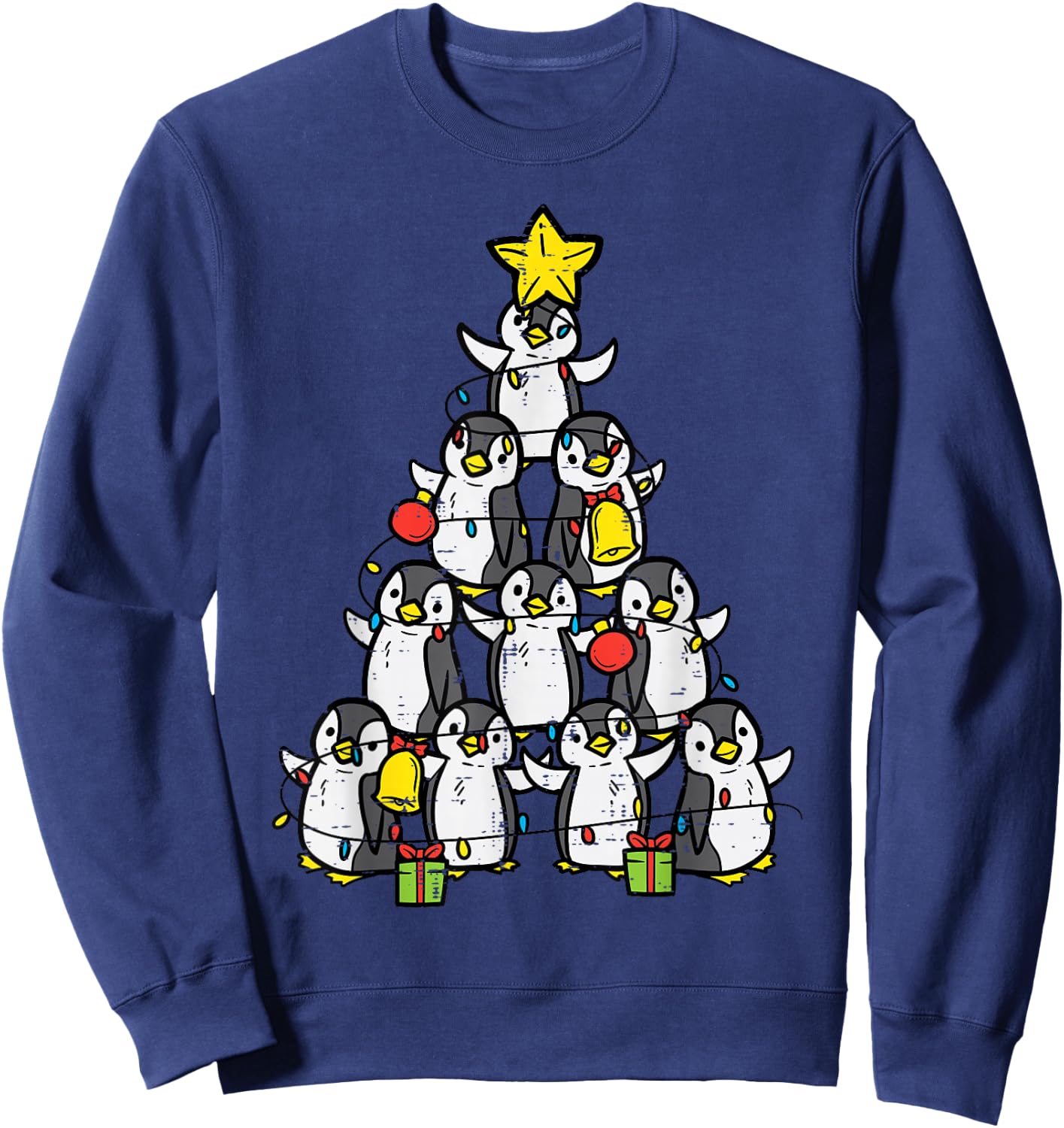 Penguin Christmas Tree Cute Xmas Women Girls Sweatshirt - Sweatshirt | Navy