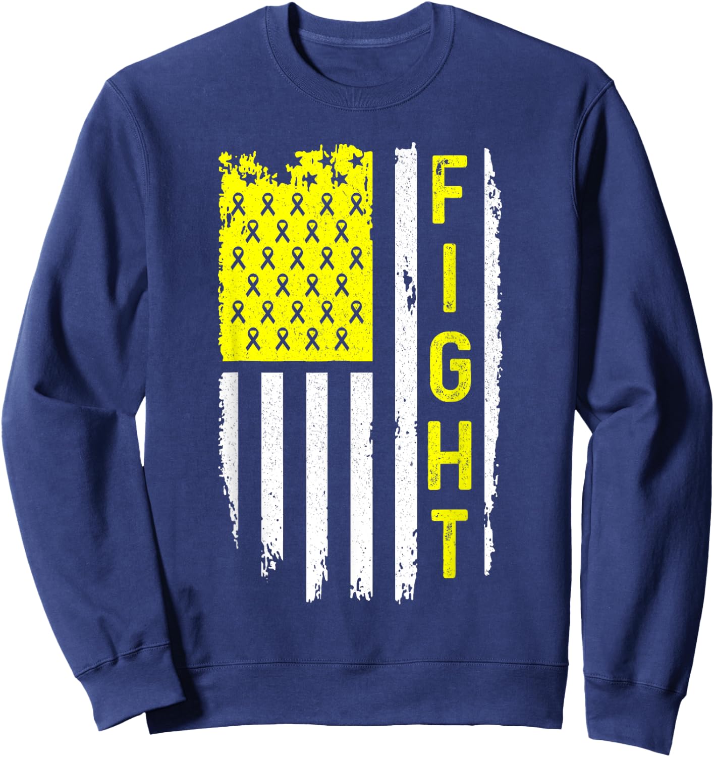 Sarcoma Cancer Awareness American Flag Bone Cancer Sweatshirt - Sweatshirt | Navy