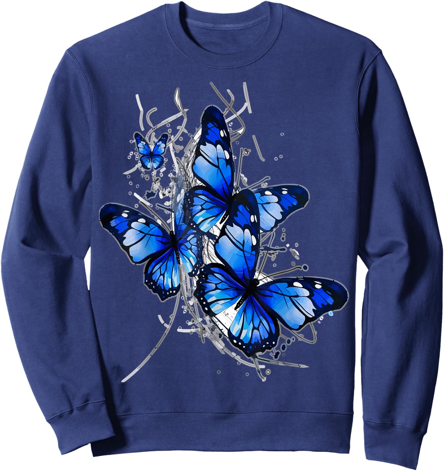 Blue lighting Butterfly design butterflies and butterfly Sweatshirt - Sweatshirt | Navy