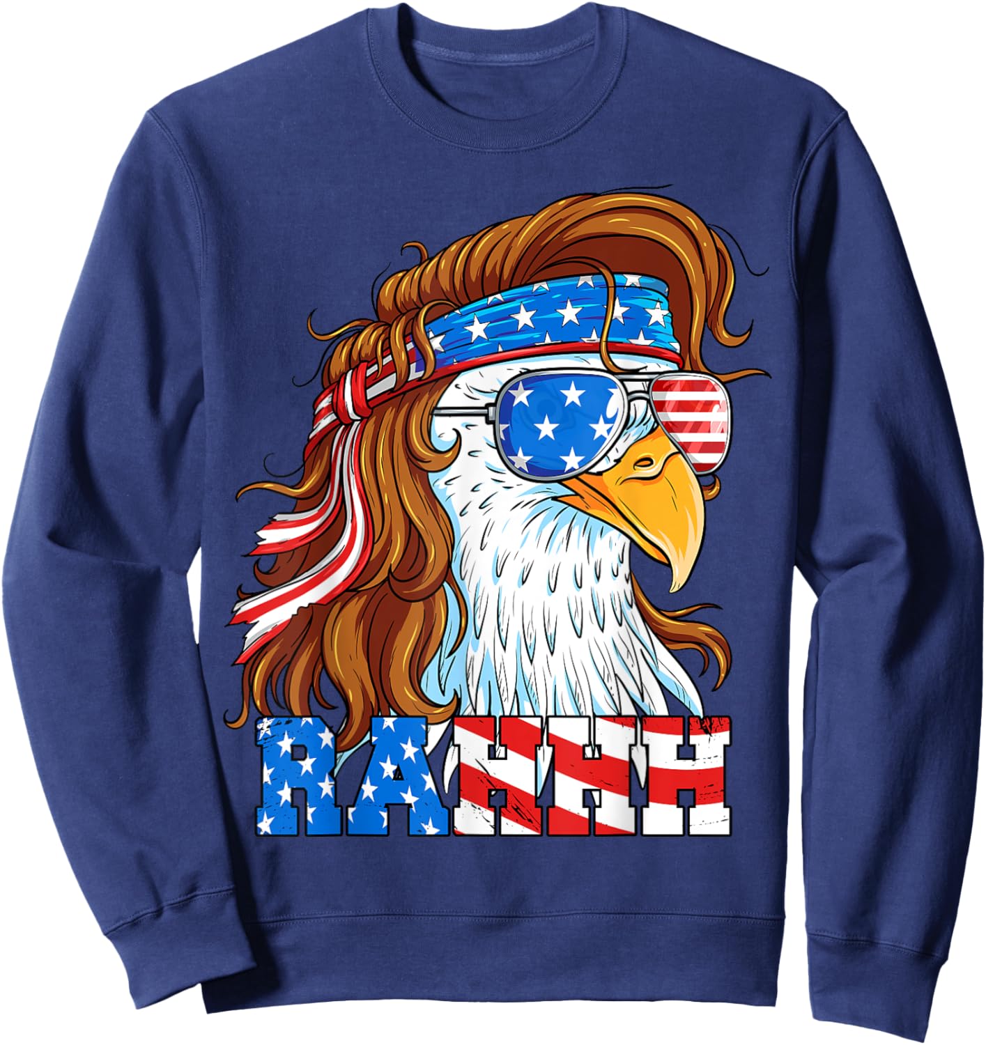 Rahhh Eagle 4th of July Mullet American Flag Usa Meme Sweatshirt - Sweatshirt | Navy