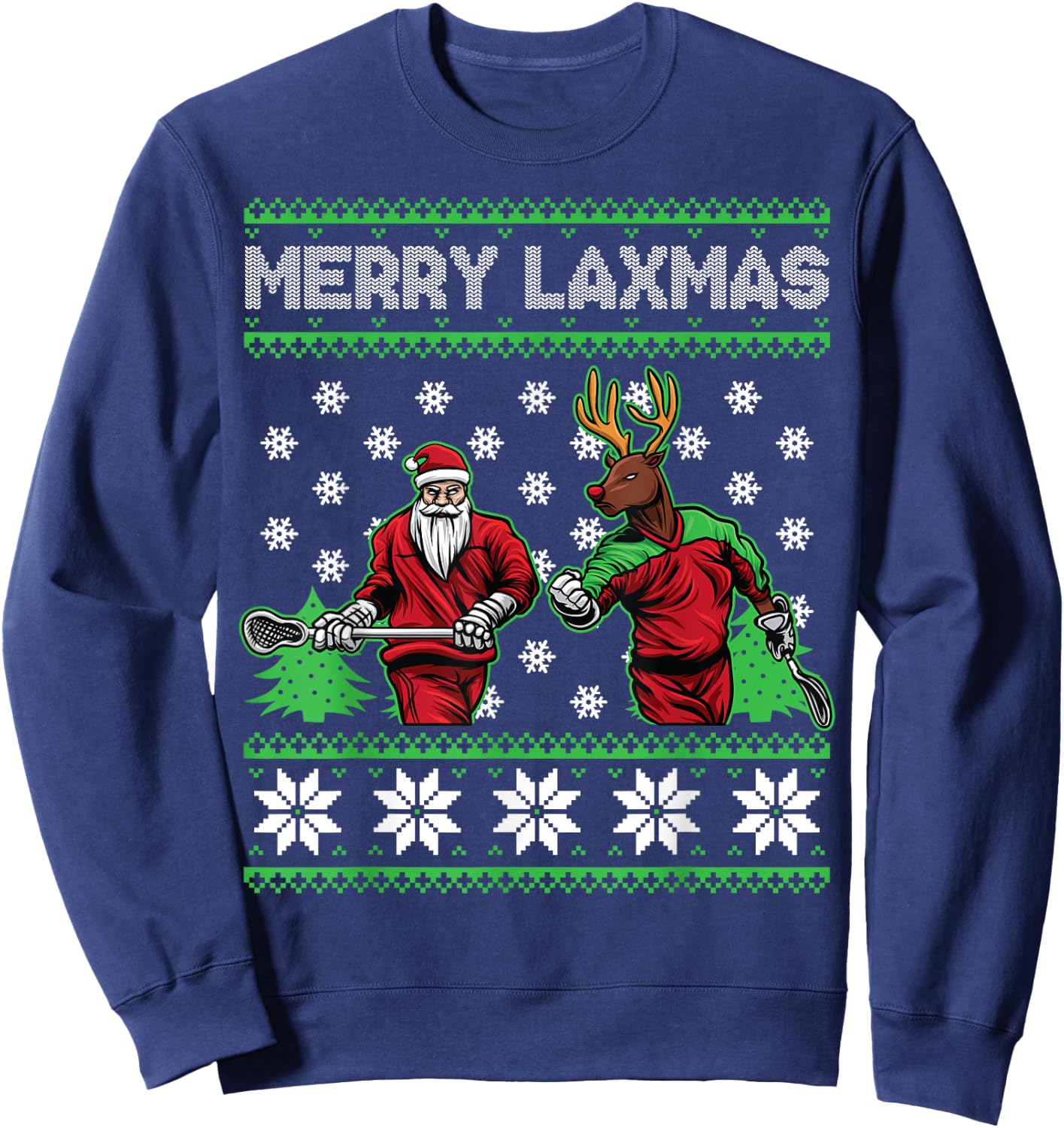 Merry Laxmas Funny Christmas Lacrosse Player Holiday Gifts Sweatshirt - Sweatshirt | Navy