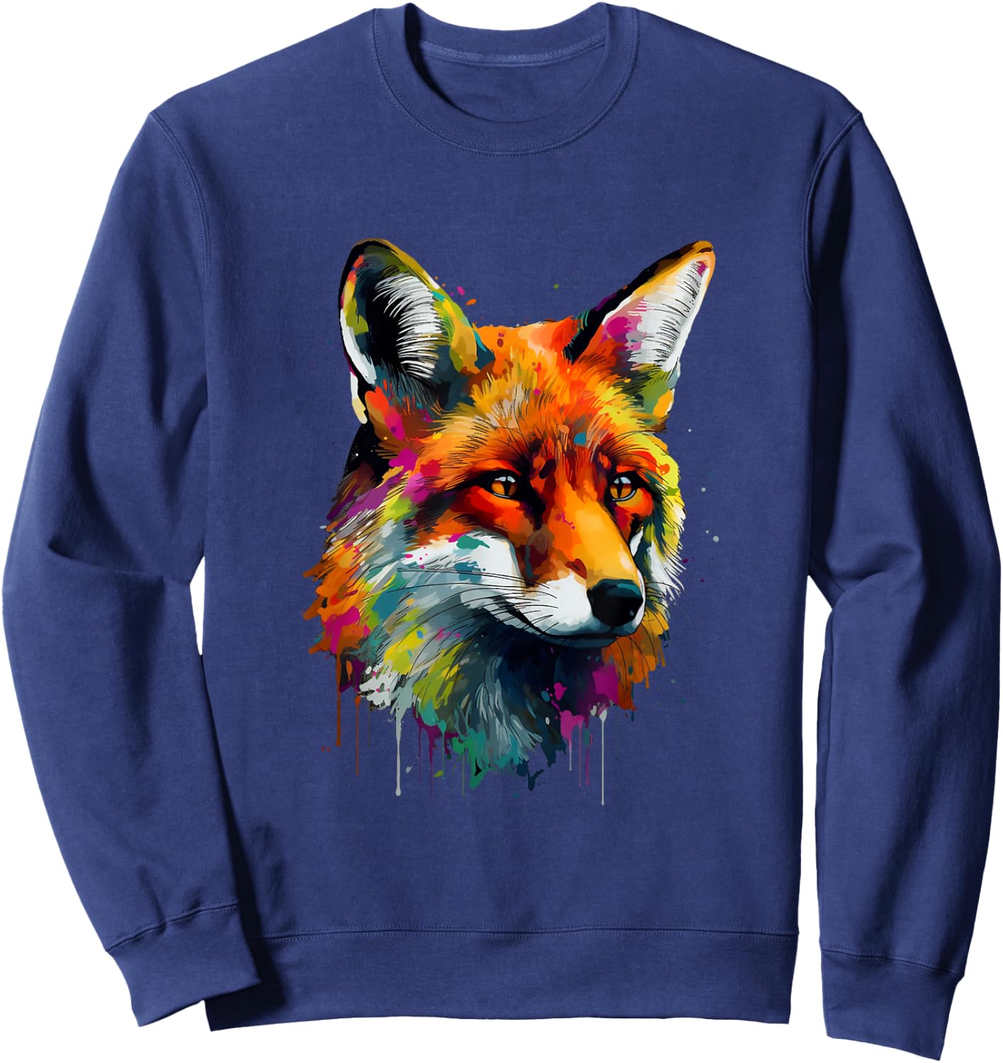 Fox Lovers Colorful Pop Art Fox Sweatshirt - Sweatshirt | Navy