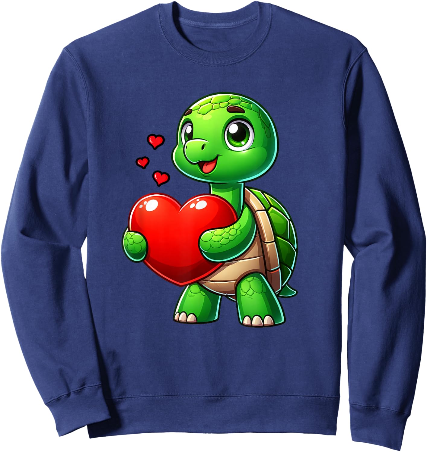 Turtle Heart Lover Funny Valentines Boys Girls Kids Men Sweatshirt - Sweatshirt | Navy