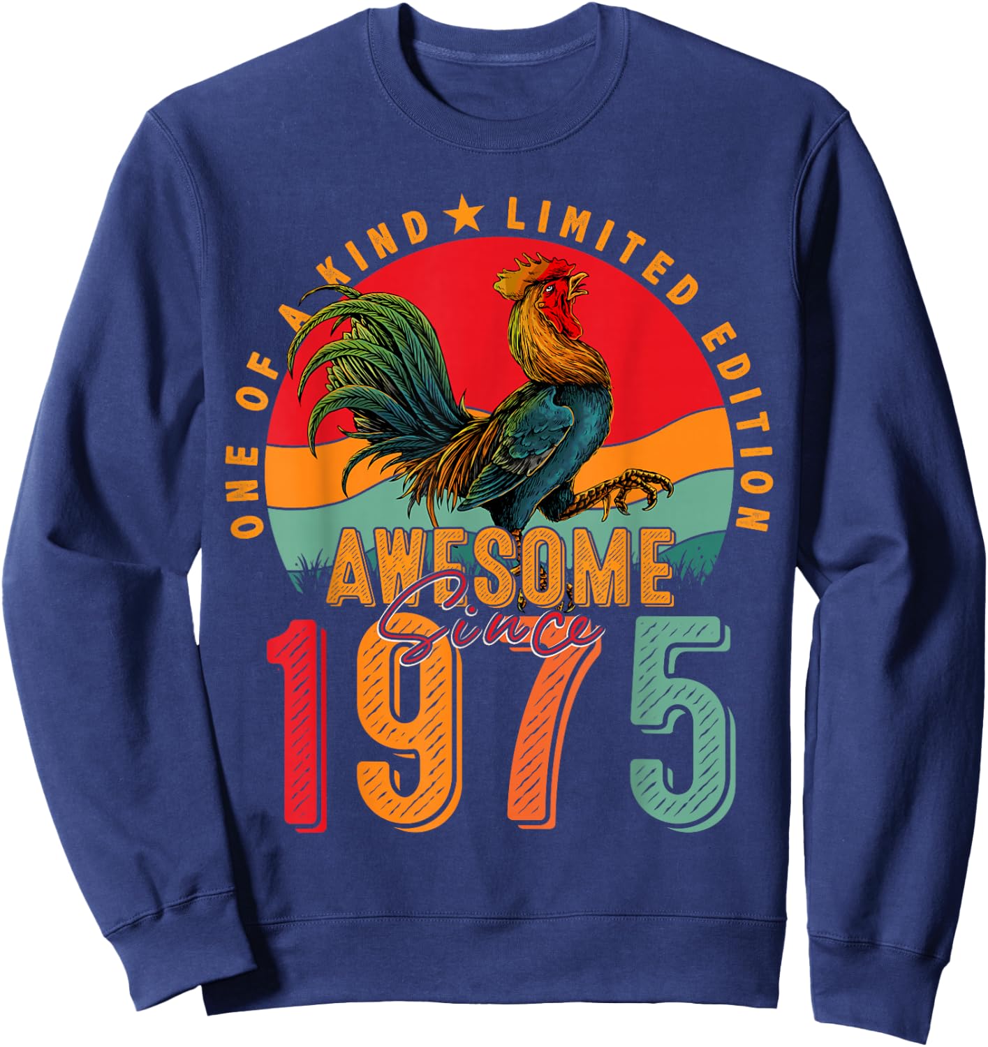 50th Birthday Chicken Awesome Since 1975 Farmer 50 Years Old Sweatshirt - Sweatshirt | Navy