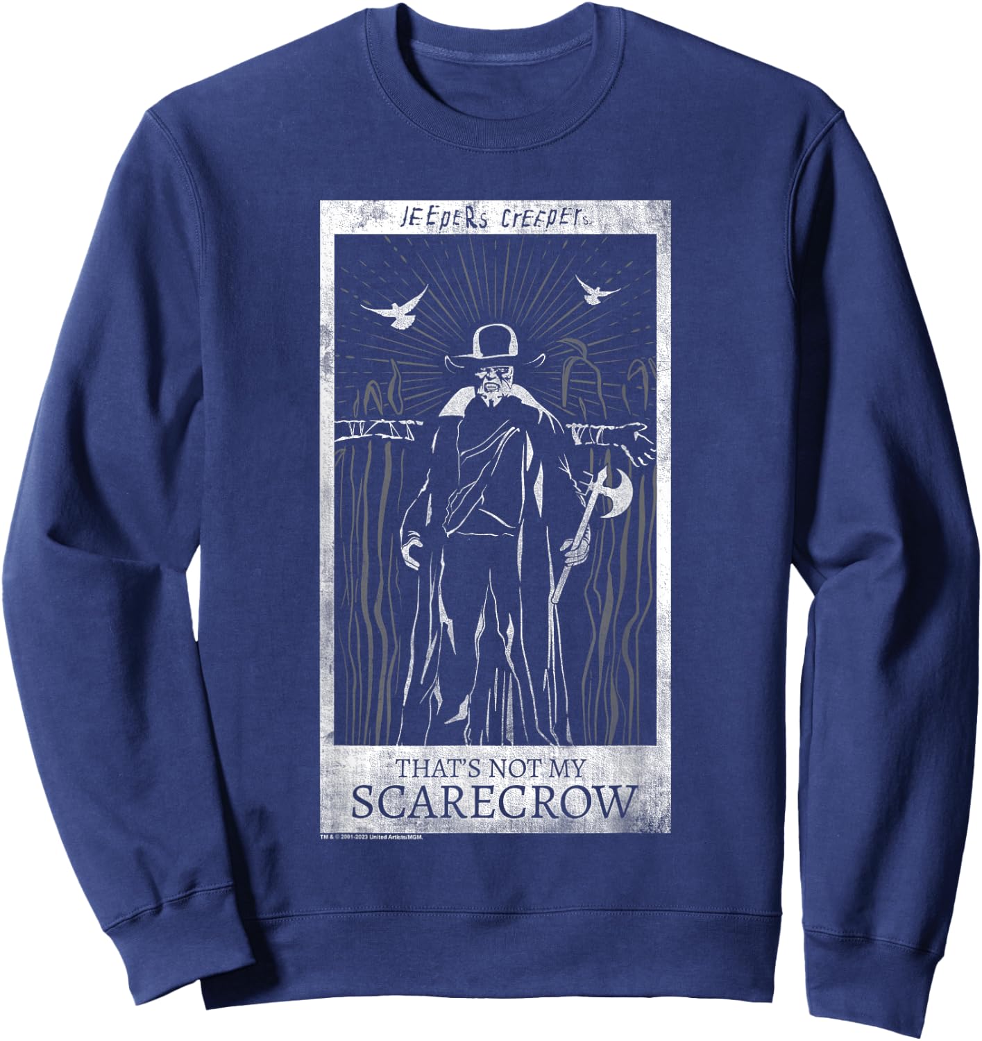 Jeepers Creepers Halloween Not My Scarecrow Retro Tarot Card Sweatshirt - Sweatshirt | Navy