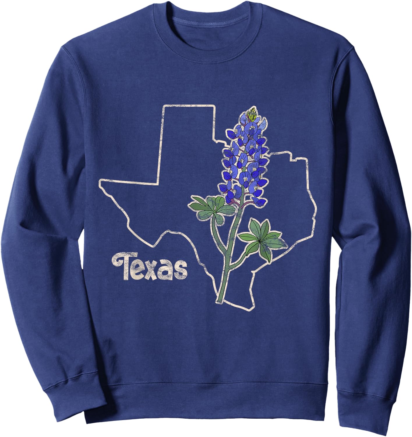 Texas Bluebonnet Flower Wildflower State Sweatshirt - Sweatshirt | Navy