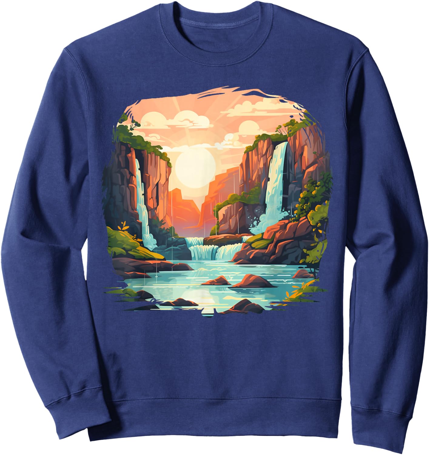 Body of Water Costume with cool Riverbank and Waterfall Sweatshirt - Sweatshirt | Navy