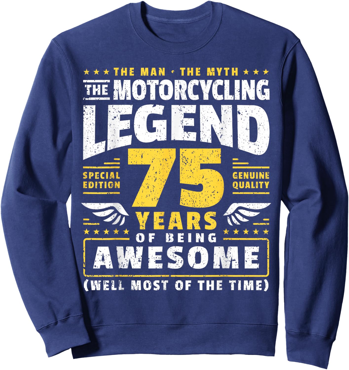 75th Birthday Biker 75 Years Old Motorcyclist Sweatshirt - Sweatshirt | Navy