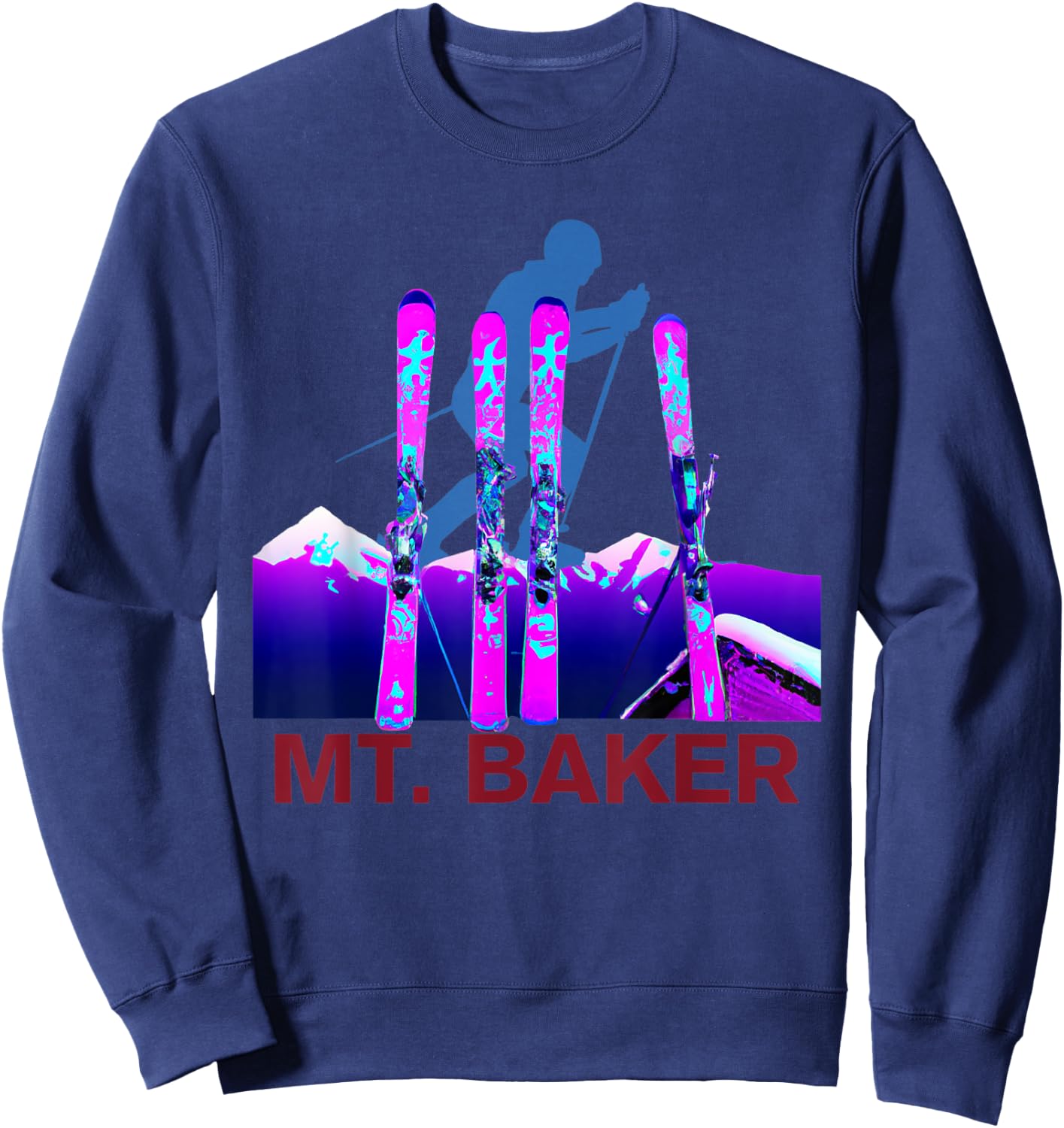 Mt. Baker Skiing & Snowboarding Retro 90s Mt. Baker Ski Sweatshirt - Sweatshirt | Navy