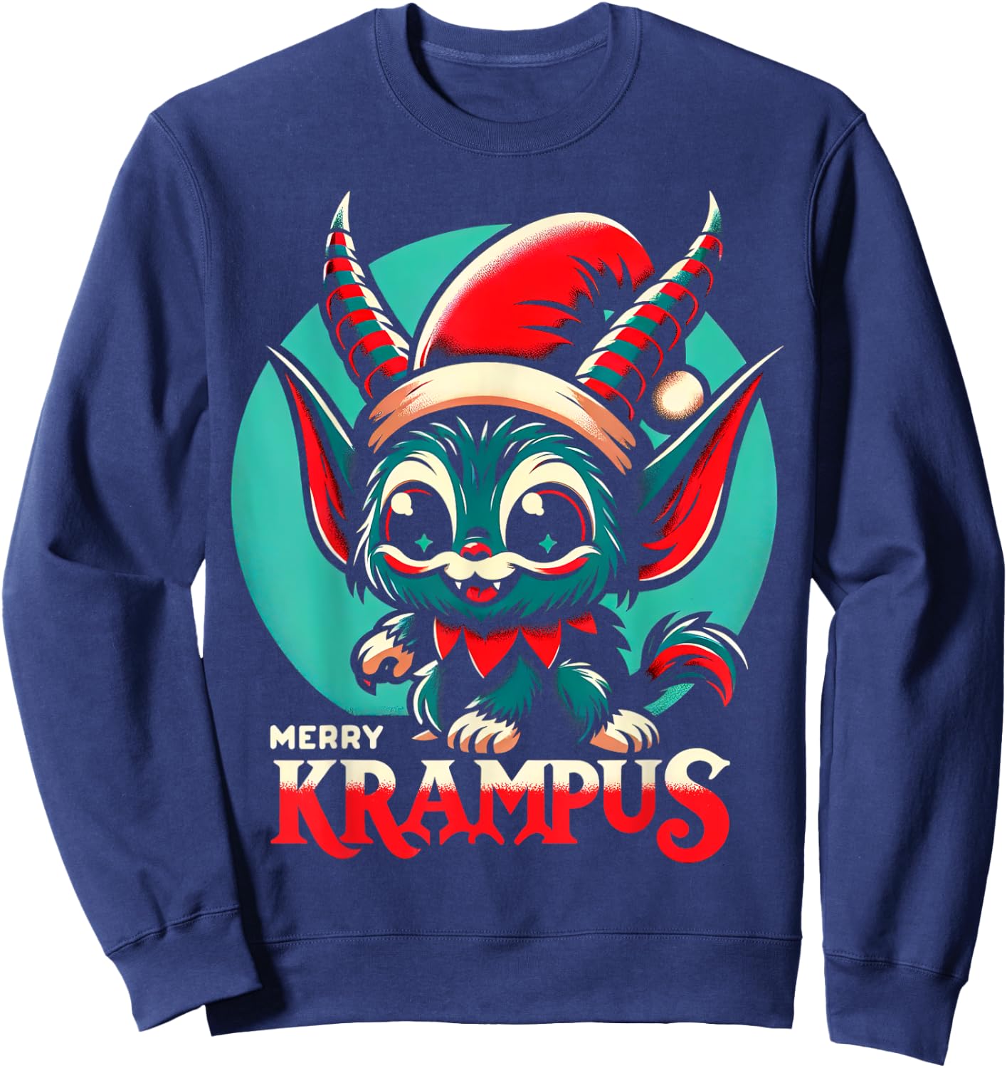 Cute Merry Krampus Christmas Holiday 30’s retro cartoon Sweatshirt - Sweatshirt | Navy