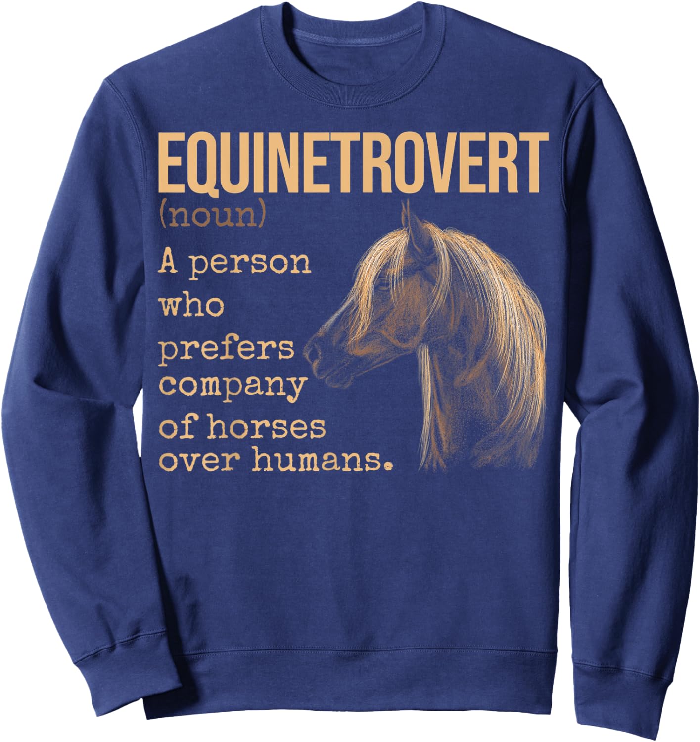 Equinetrovert Definition Equestrian Horse Lover Sweatshirt - Sweatshirt | Navy
