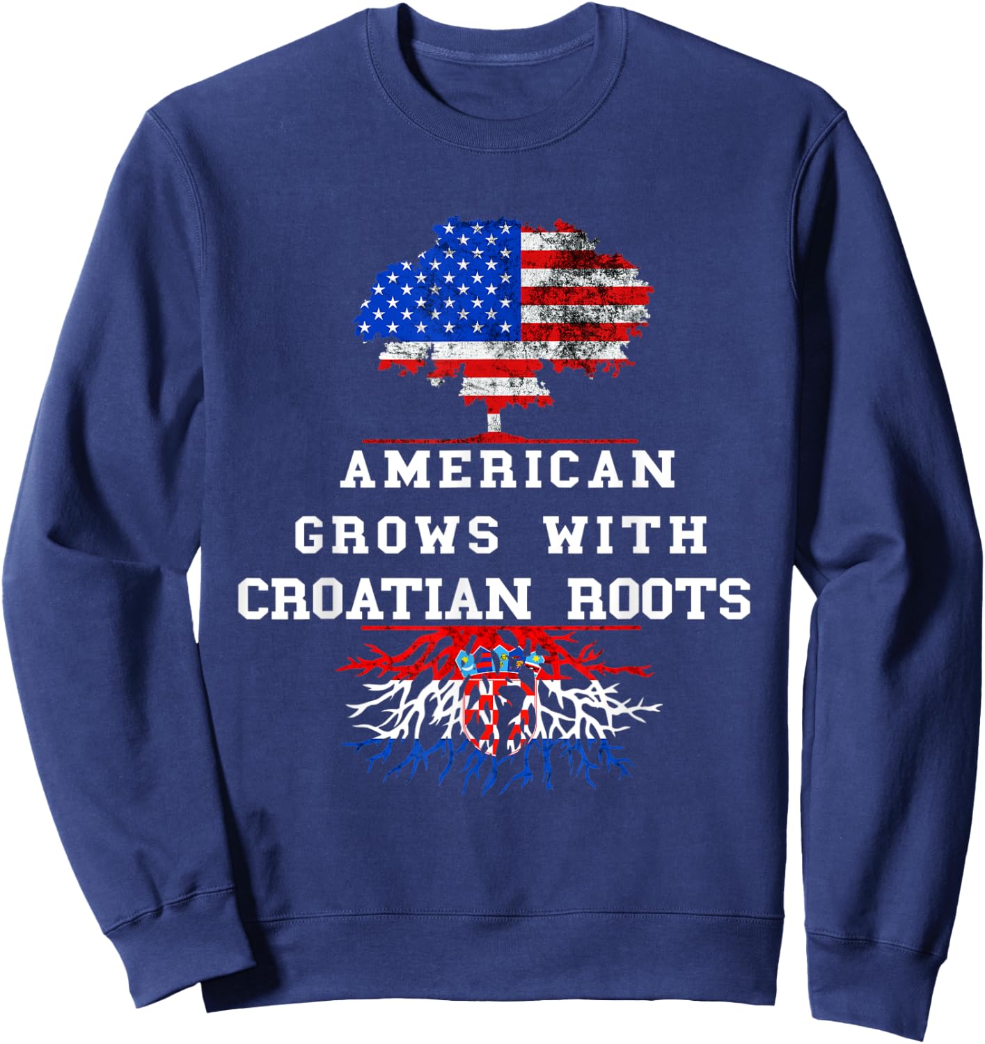 DNA Tree America USA Croatian Flag Croatian Pride Croatia Sweatshirt - Sweatshirt | Navy