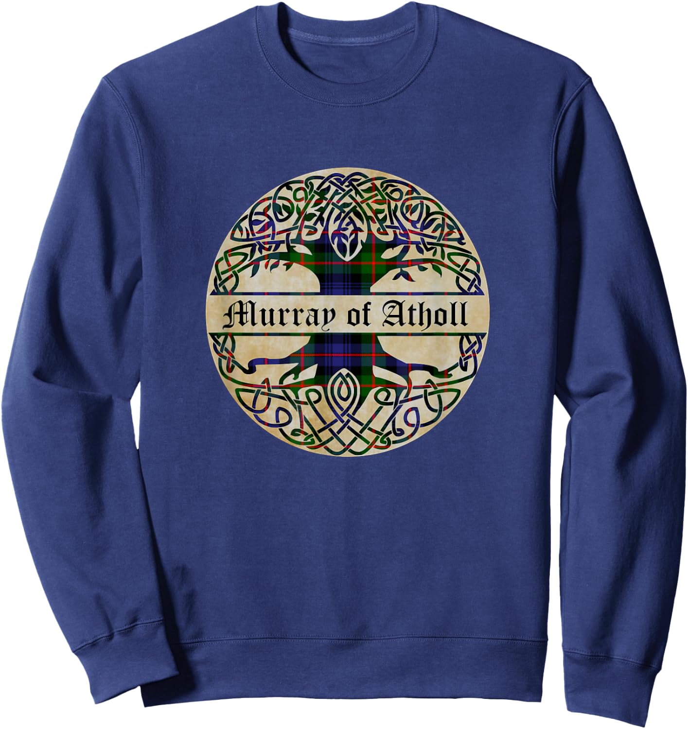 Murray of Atholl Clan Tartan Tree of Life Scottish Surname Sweatshirt - Sweatshirt | Navy