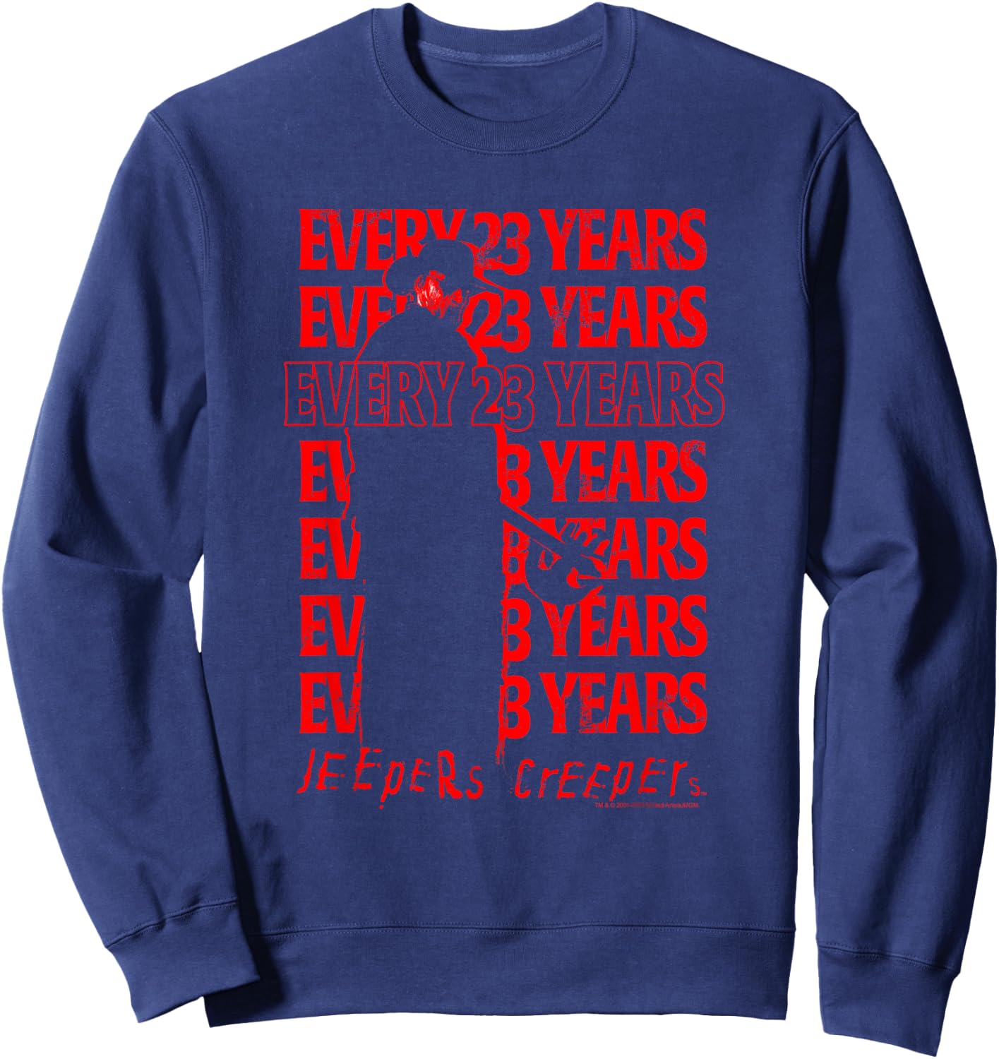 Jeepers Creepers Halloween Every 23 Years Red Vintage Stack Sweatshirt - Sweatshirt | Navy