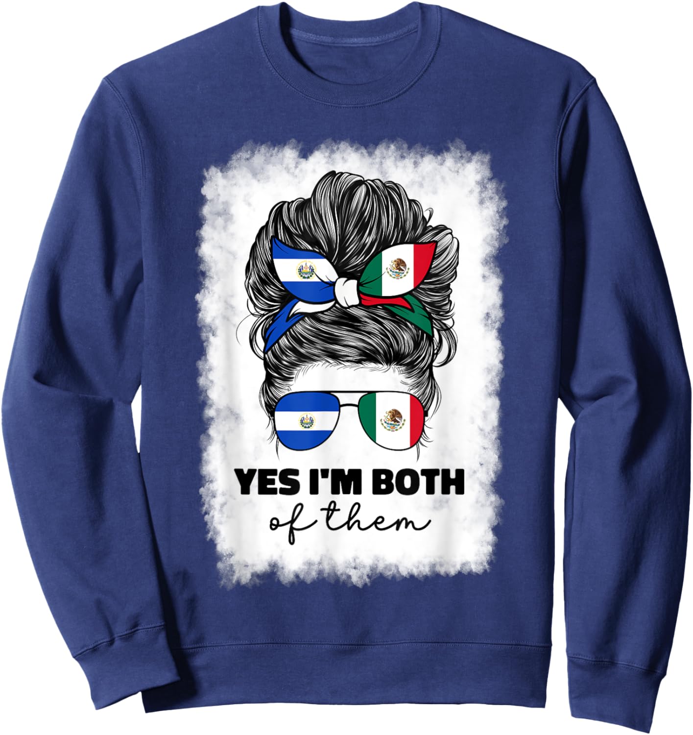 Half Mexican And Salvadorian Mexico El Salvador Flag Girl Sweatshirt - Sweatshirt | Navy