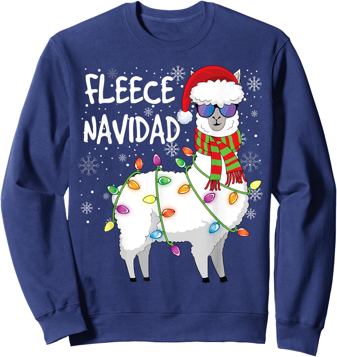 Fleece Feliz Navidad Shirt Llama Christmas Sweatshirt - Sweatshirt | Navy