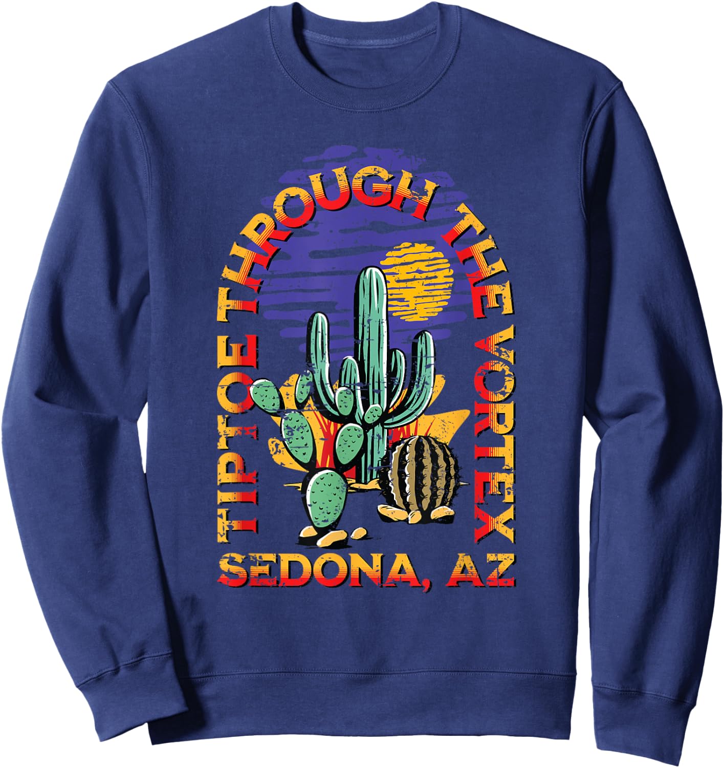 Fun Sedona AZ Distressed Design Sweatshirt - Sweatshirt | Navy