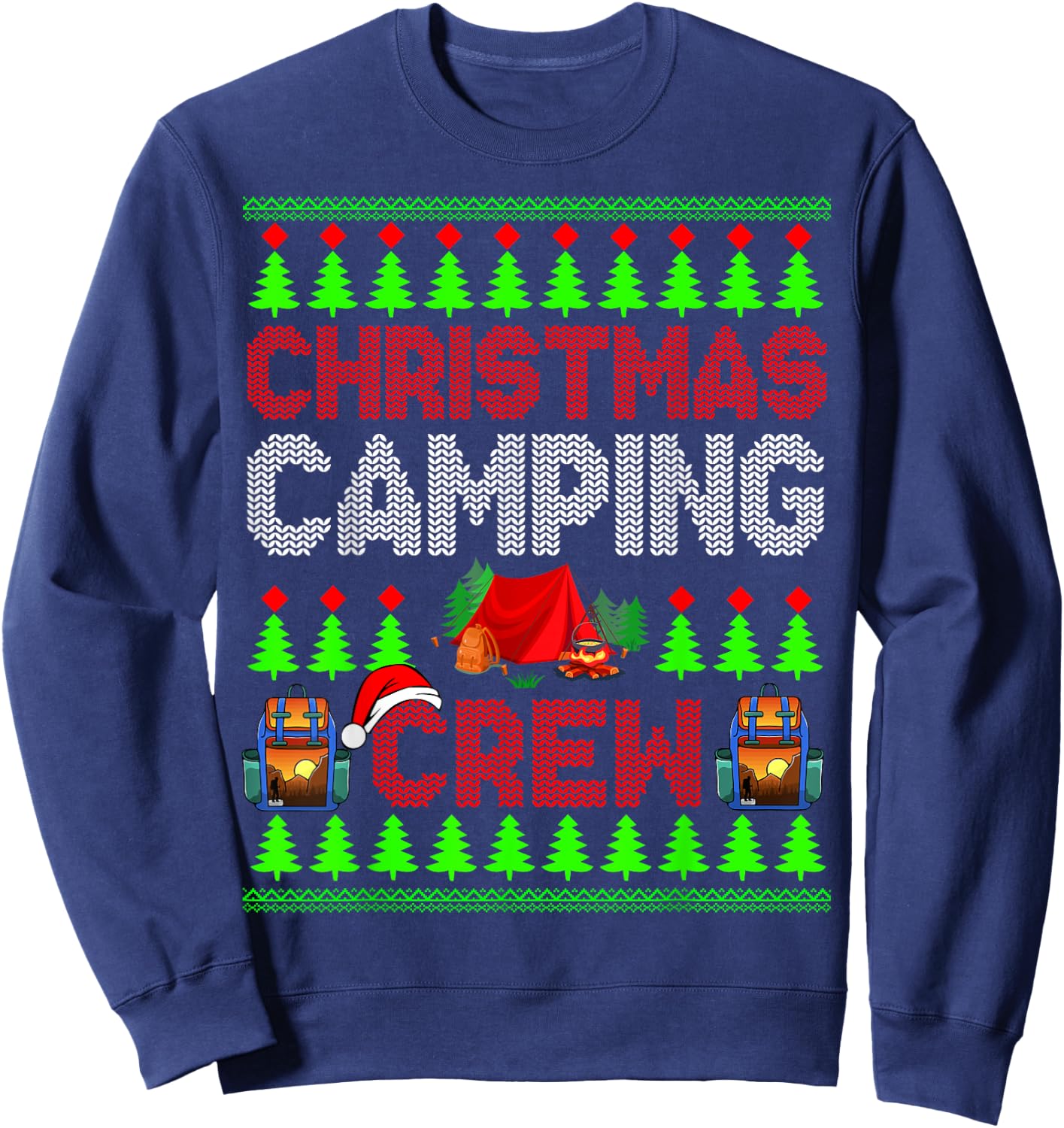 Christmas Camping Crew Xmas Sweater Santa Camper Camping Sweatshirt - Sweatshirt | Navy