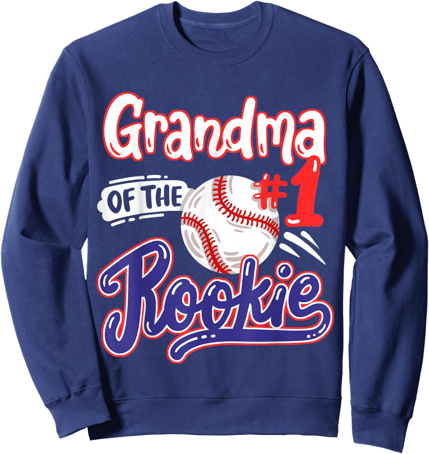 Grandma of Rookie 1st Baseball Birthday Party Theme Matching Sweatshirt - Sweatshirt | Navy