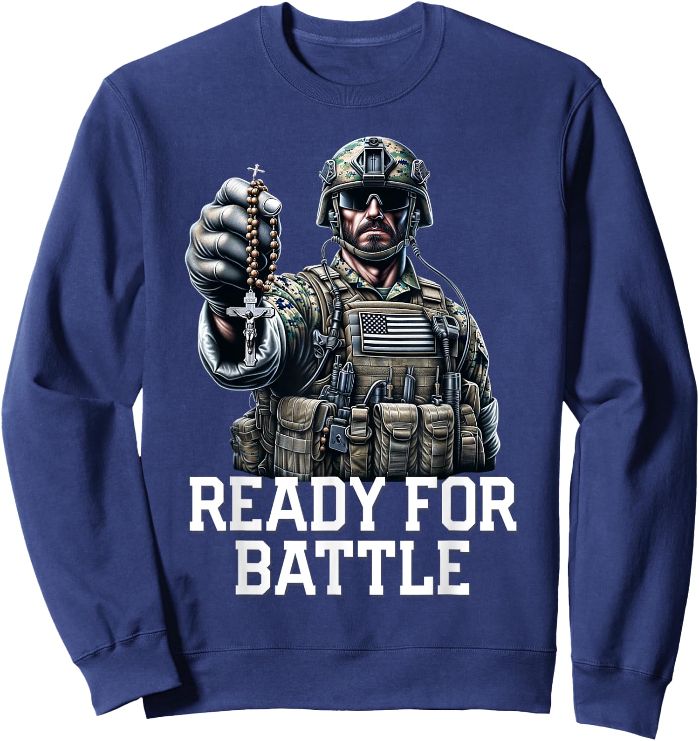Pray The Rosary Blessed Mother Catholic Sweatshirt - Sweatshirt | Navy