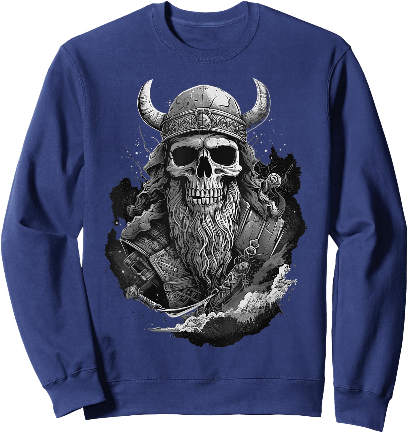 Viking Skull Odin Valhalla Celtic Knot Gym Graphic Sweatshirt - Sweatshirt | Navy