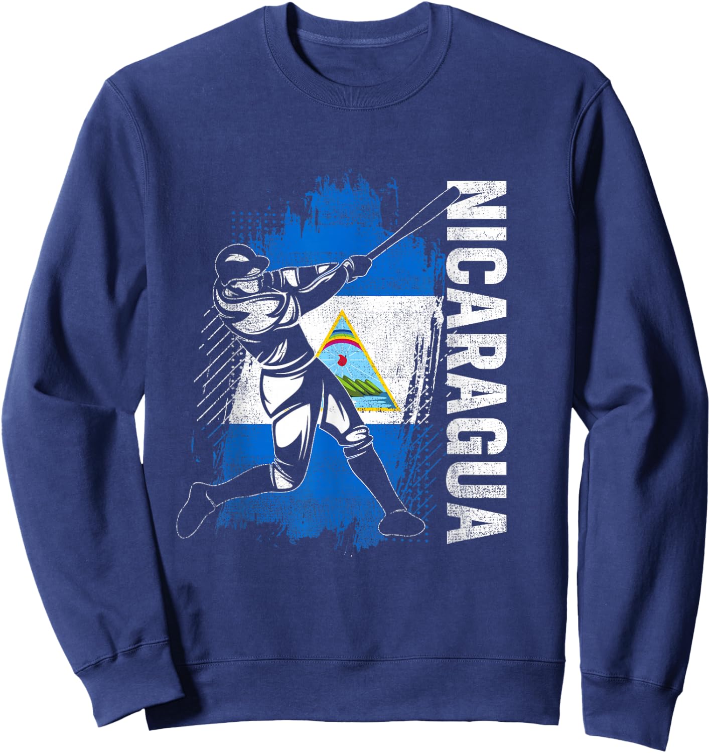 Nicaraguan Baseball Player Nicaragua Flag Baseball Fans Sweatshirt - Sweatshirt | Navy